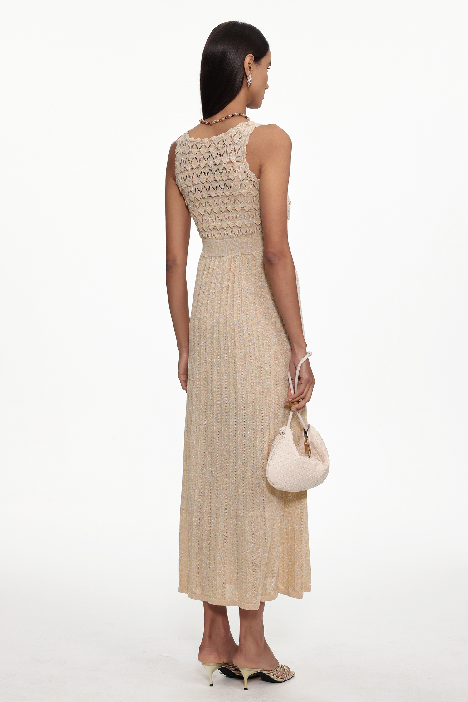 Tiff Resort Contour Sleeveless Pleated Knit Maxi Dress