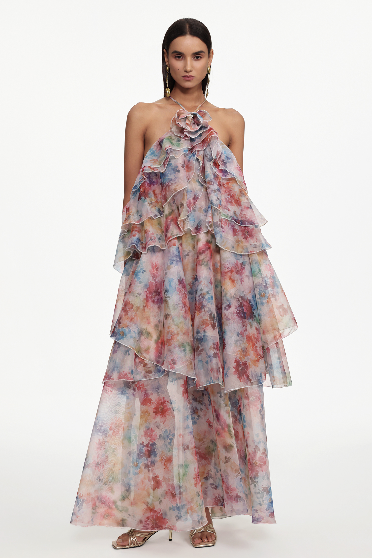 Sapphire Resort Flowy Sleeveless Floral Print Woven Maxi Dress