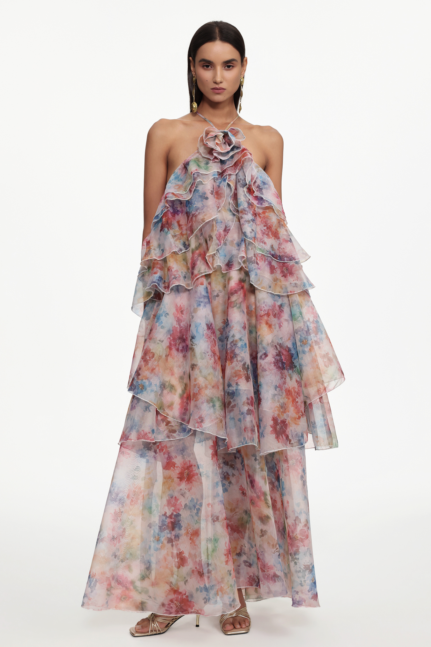 Sapphire Resort Flowy Sleeveless Floral Print Woven Maxi Dress