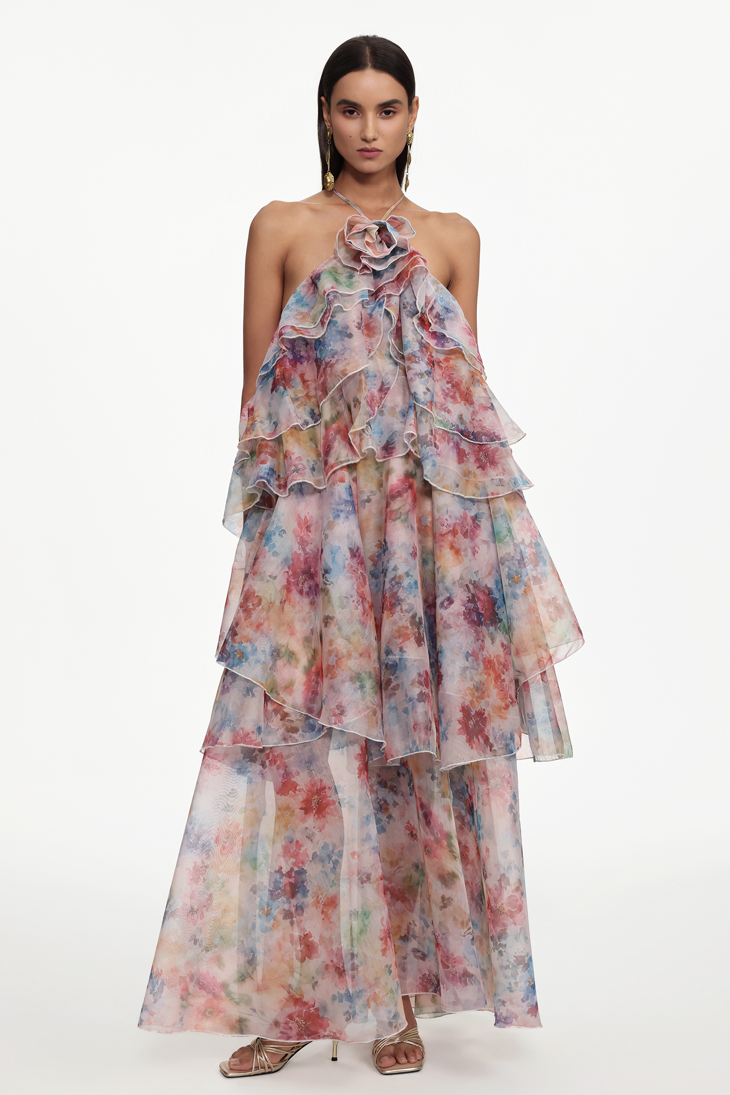 Sapphire Resort Flowy Sleeveless Floral Print Woven Maxi Dress