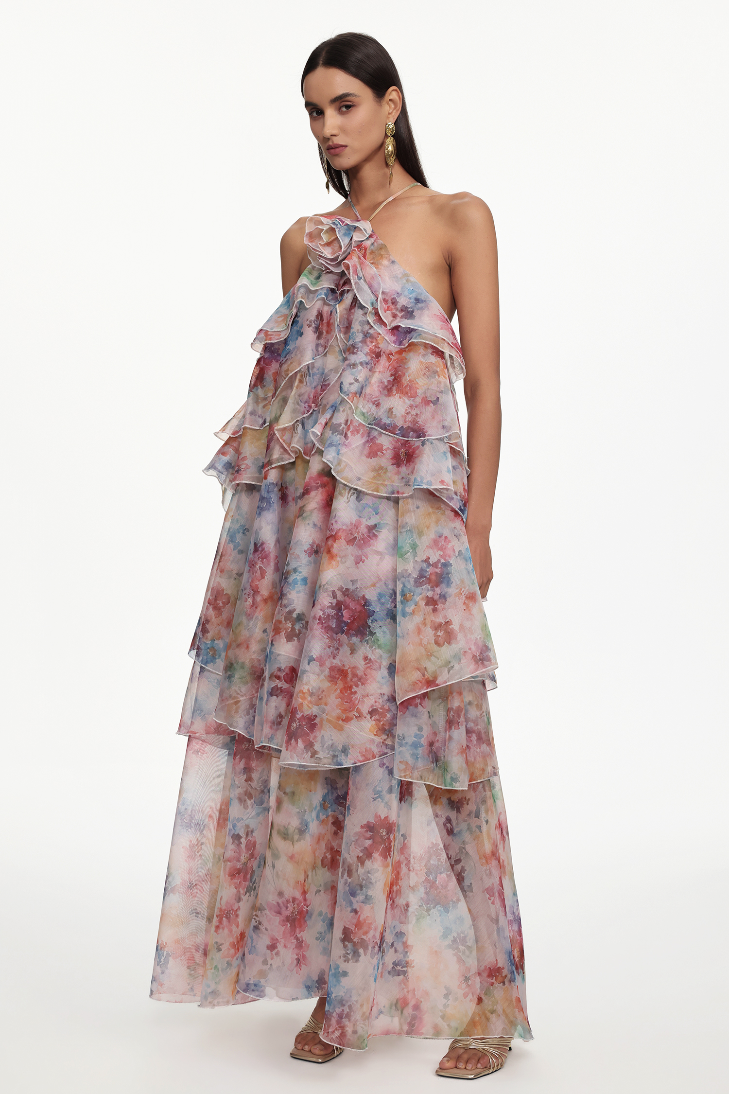 Sapphire Resort Flowy Sleeveless Floral Print Woven Maxi Dress