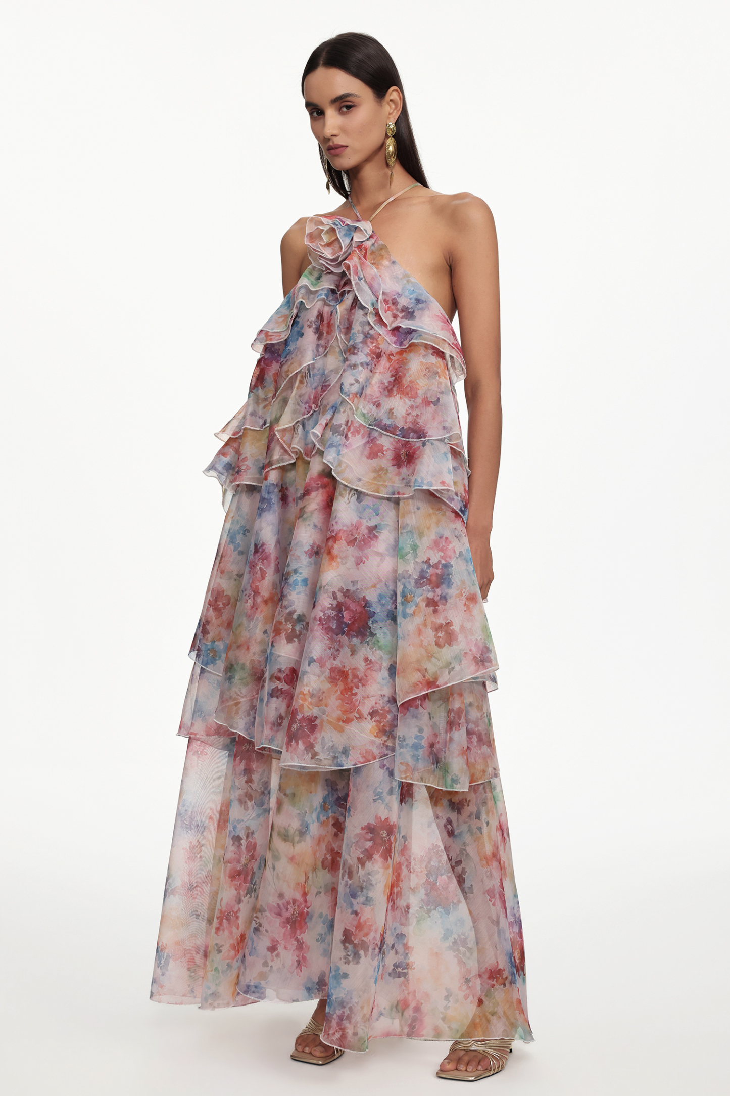 Sapphire Resort Flowy Sleeveless Floral Print Woven Maxi Dress
