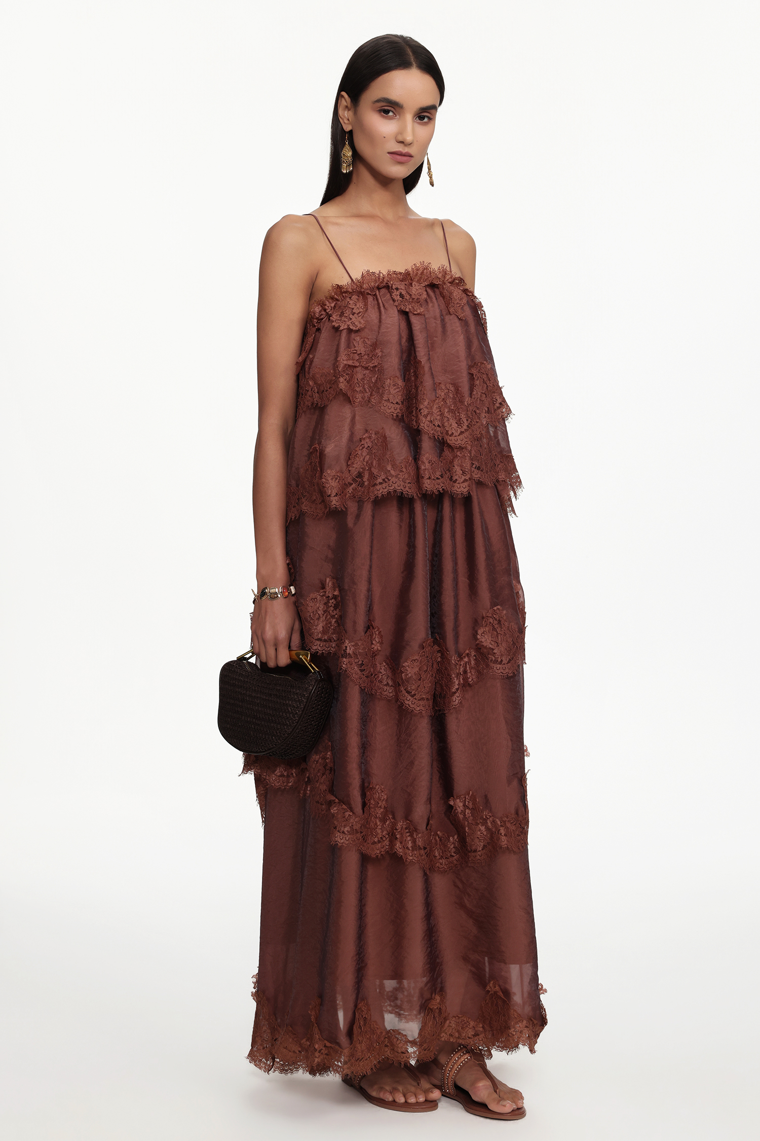 Tutti Resort Flowy Sleeveless Lace Woven Maxi Dress