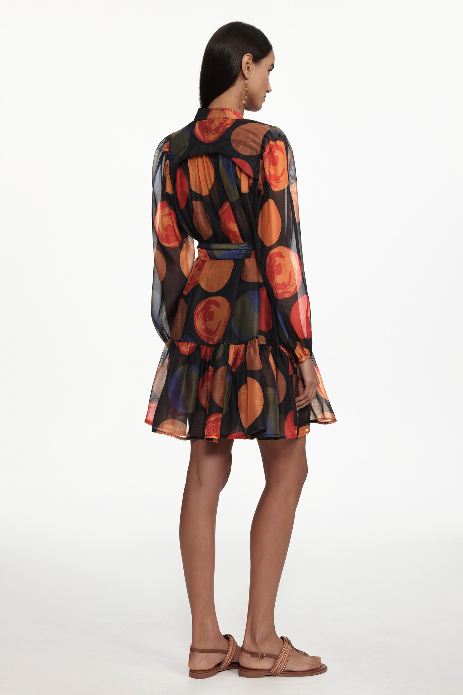 Felia Resort Flowy Long Sleeve Print Woven Mini Dress