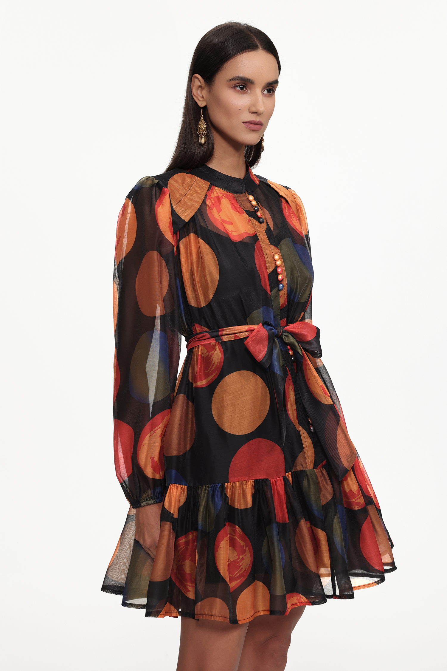 Felia Resort Flowy Long Sleeve Print Woven Mini Dress