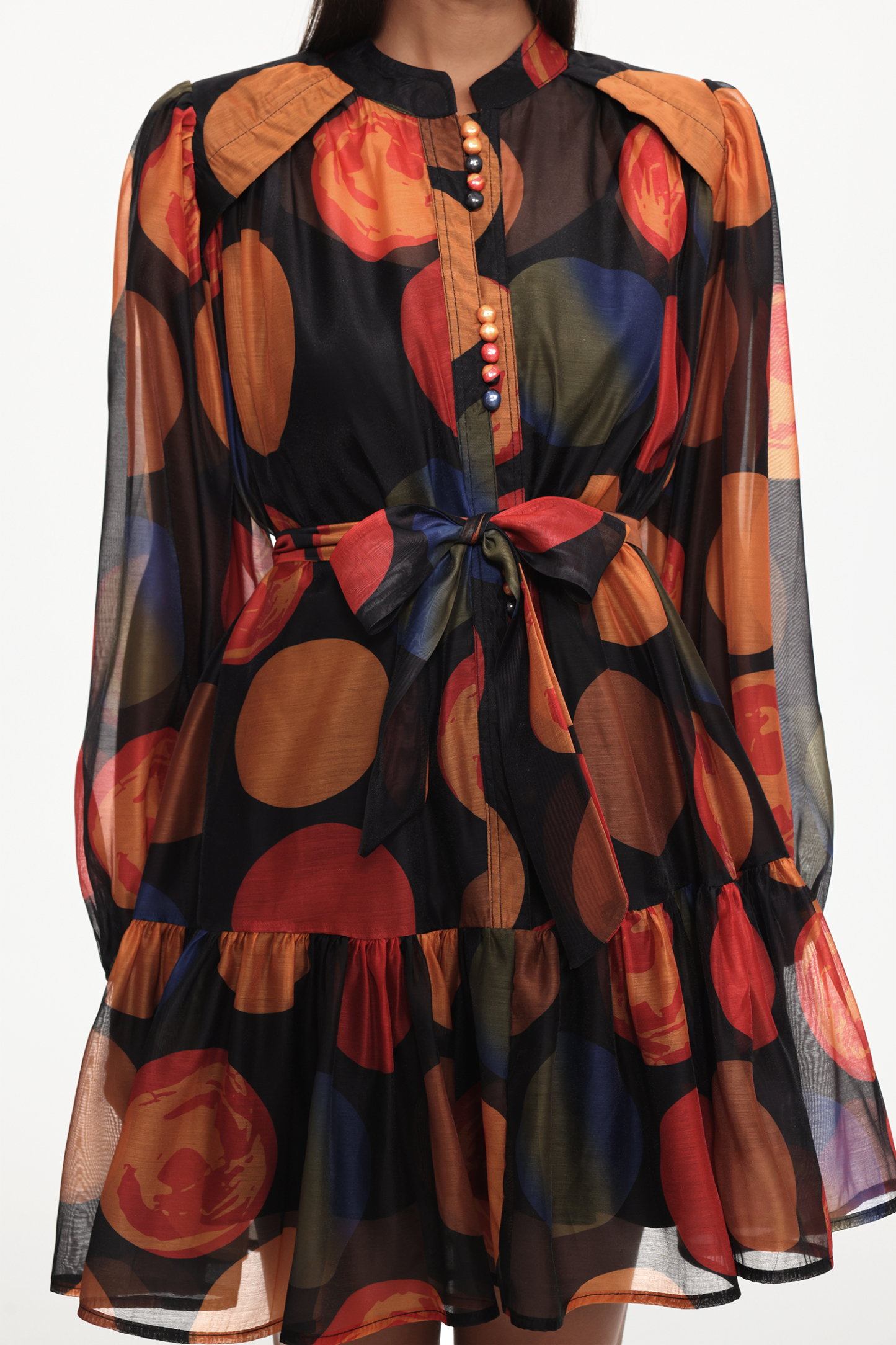 Felia Resort Flowy Long Sleeve Print Woven Mini Dress