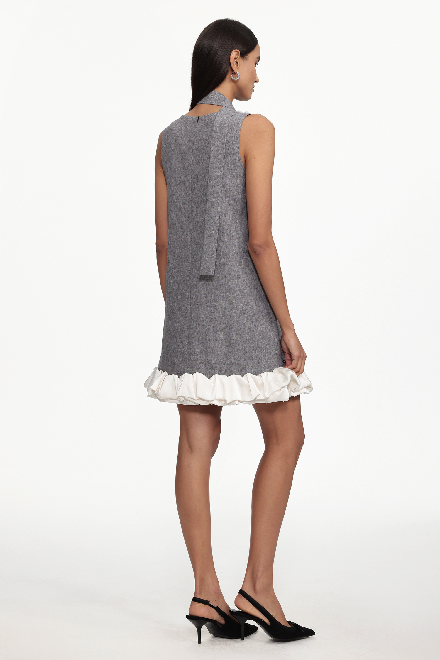 Goldi Chic Tailored V Neck Sleeveless Woven Mini Dress