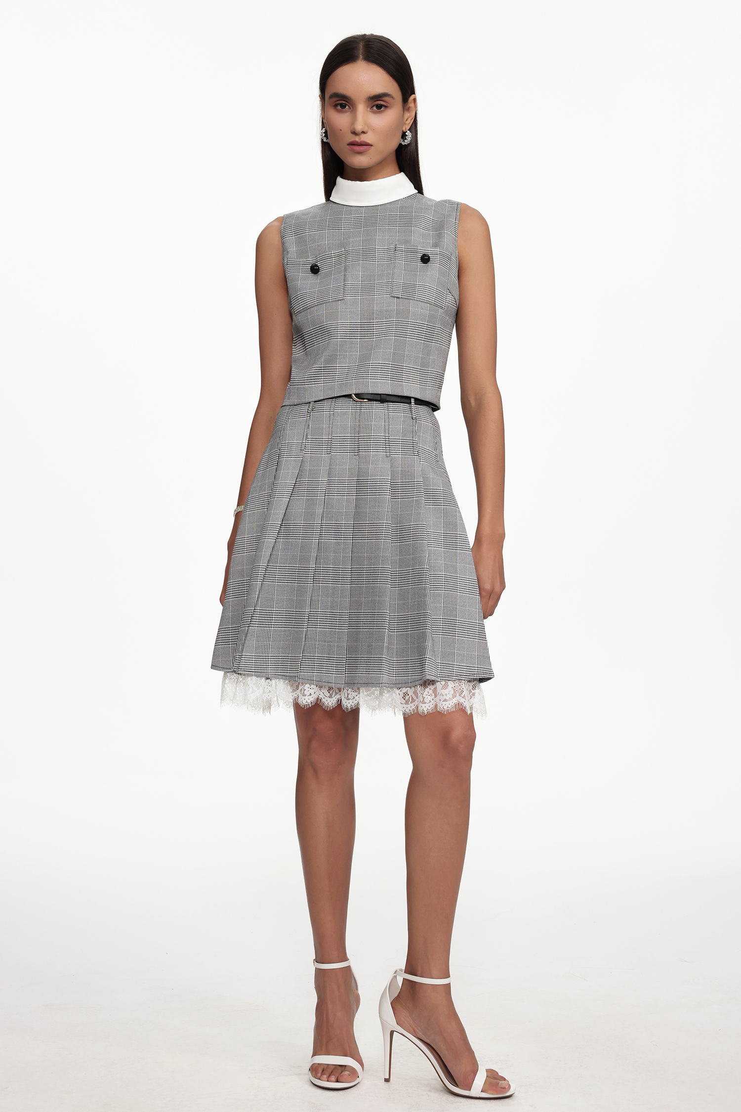 Vera Elegant Tailored Plaid Mini Two Piece Set