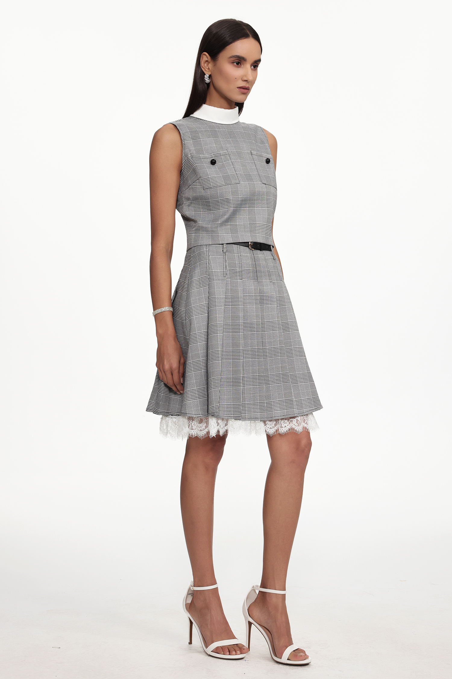 Vera Elegant Tailored Plaid Mini Two Piece Set