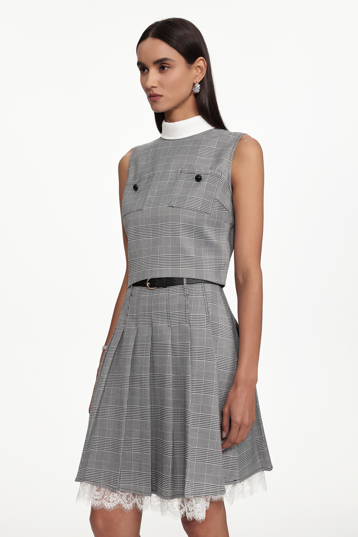 Vera Elegant Tailored Plaid Mini Two Piece Set