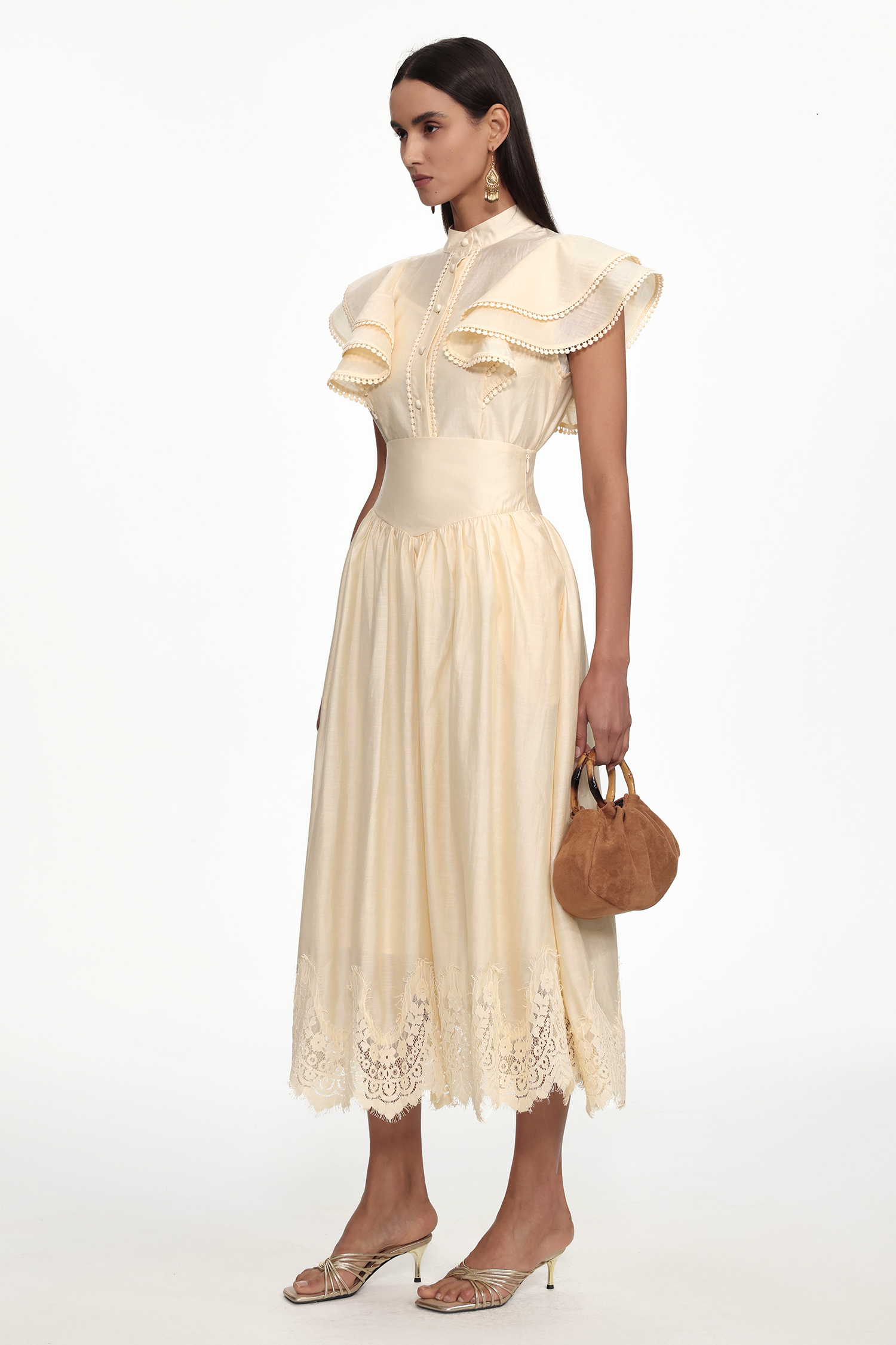 Mafalda Resort Flowy Short Sleeve Ruffle Woven Top and Skirt Set