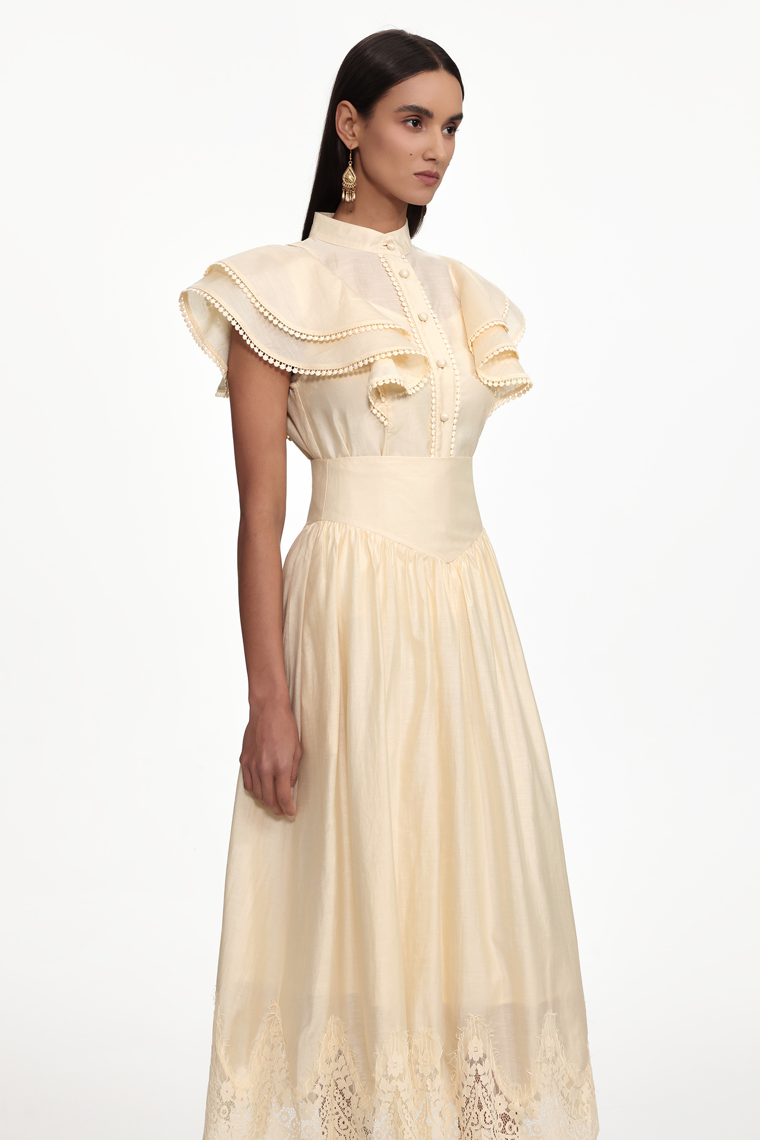 Mafalda Resort Flowy Short Sleeve Ruffle Woven Top and Skirt Set