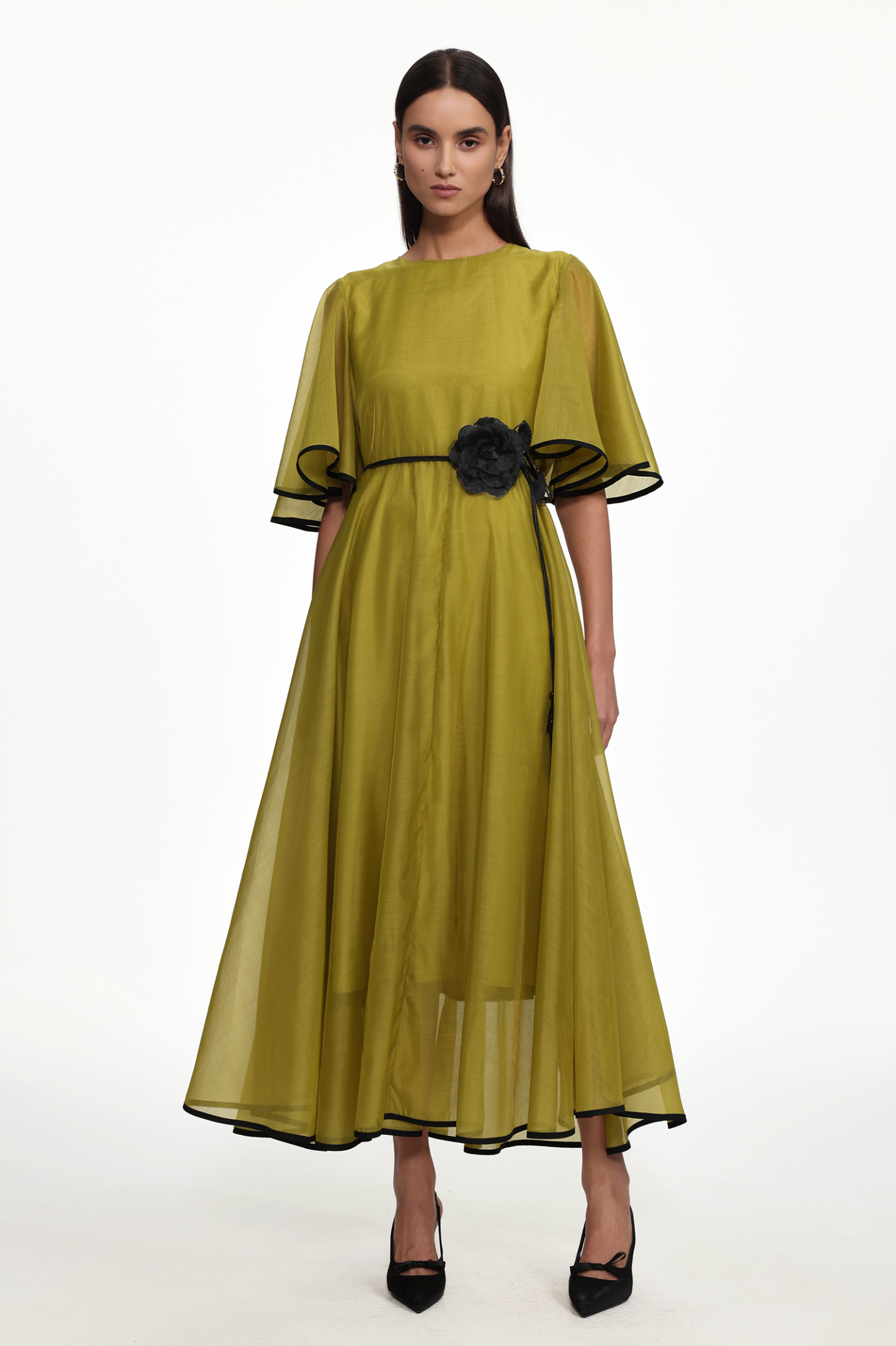 Ivy Resort Flowy Round Neck Short Sleeve Floral Woven Maxi Dress