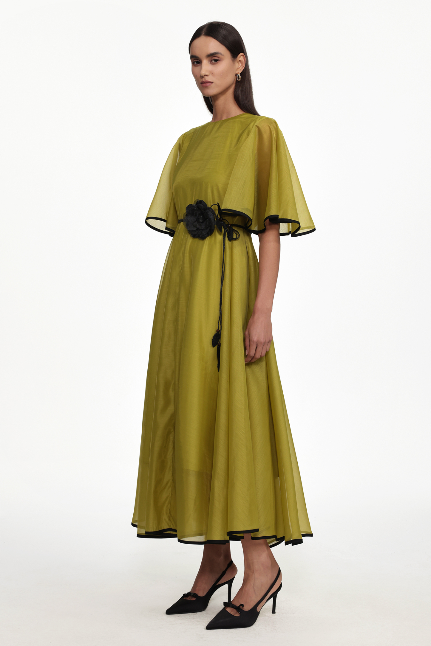 Ivy Resort Flowy Round Neck Short Sleeve Floral Woven Maxi Dress