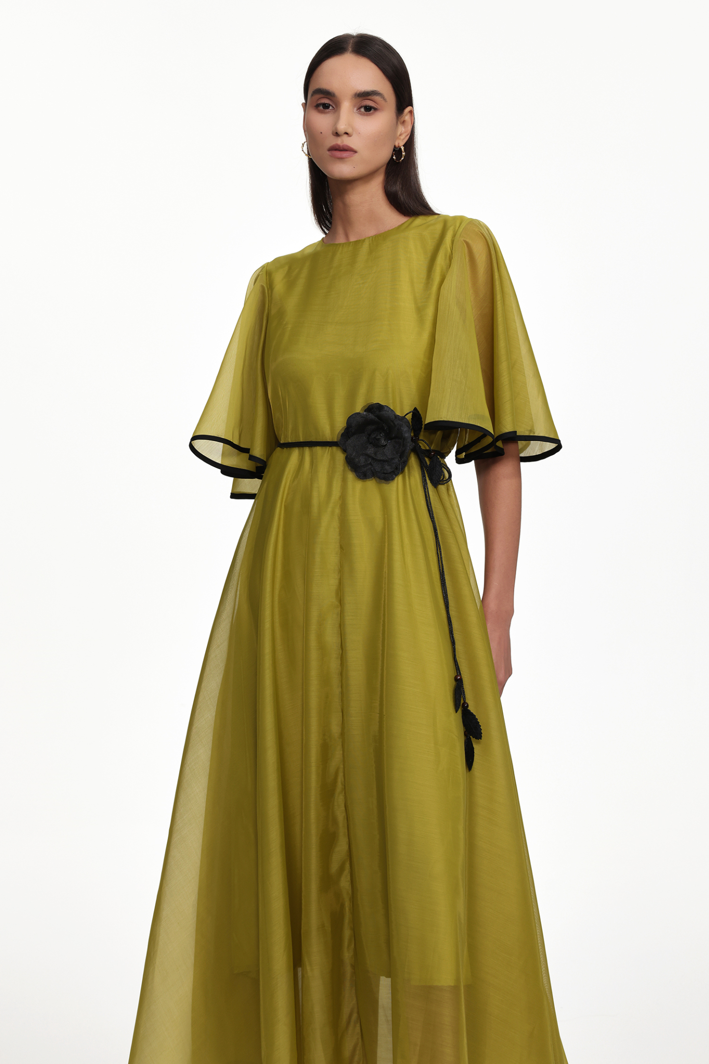 Ivy Resort Flowy Round Neck Short Sleeve Floral Woven Maxi Dress