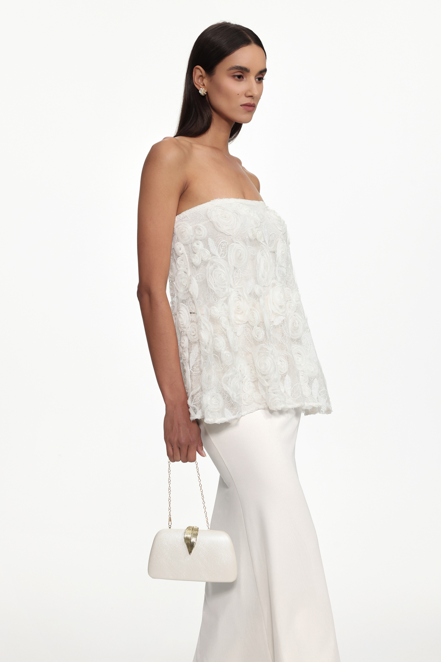 Riana Resort Flowy Strapless Floral Woven Top and Skirt Set