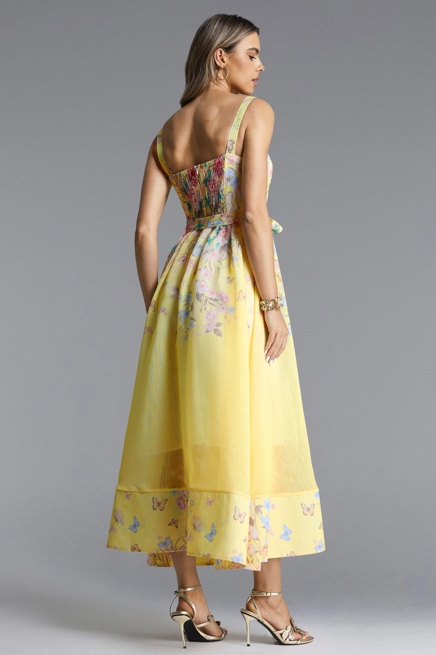 Mayali Romantic tailored Sleeveless Floral Print Maxi Dress