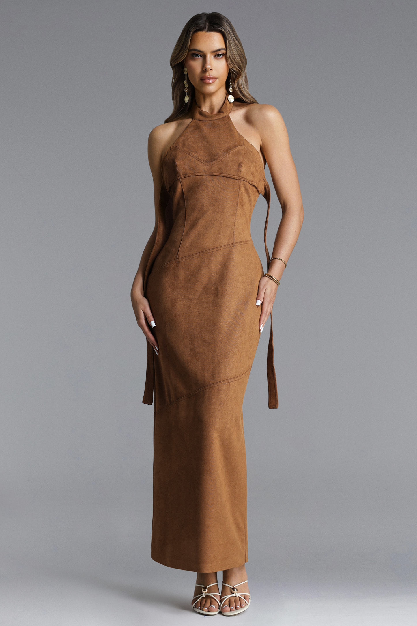 Laurie Chic Contour Halter Maxi Dress