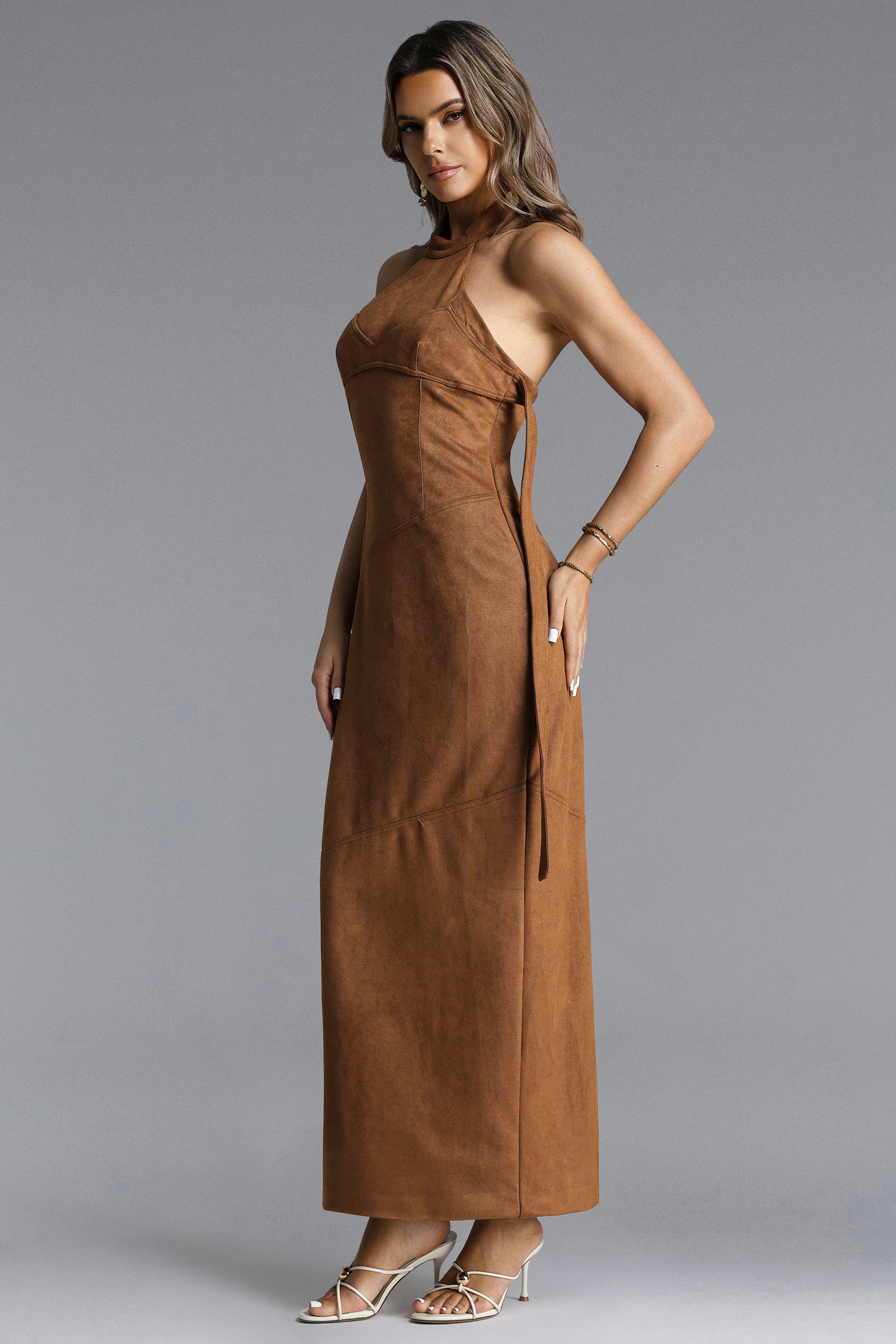 Laurie Chic Contour Halter Maxi Dress