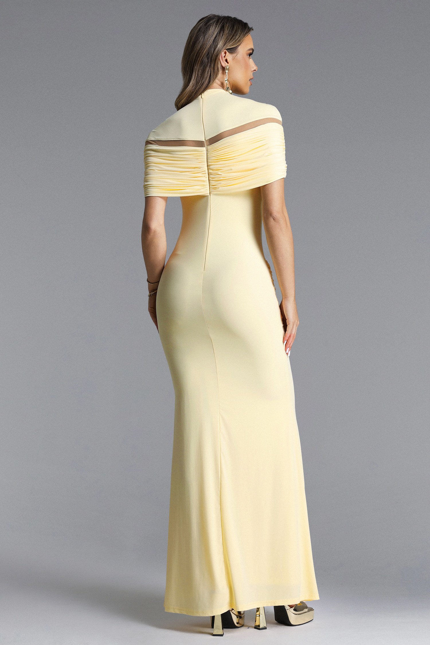 Stormie Chic Contour Cut Out Ruched Knit Maxi Dress