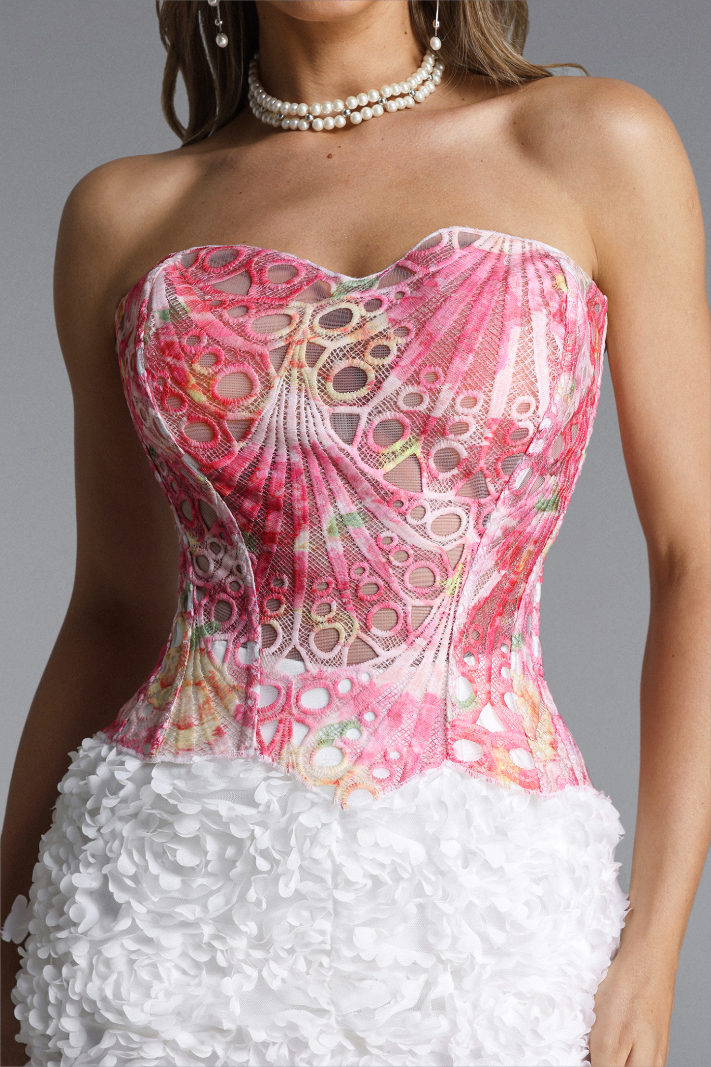 Kivi Sexy Contour Print Lace Pink Corset