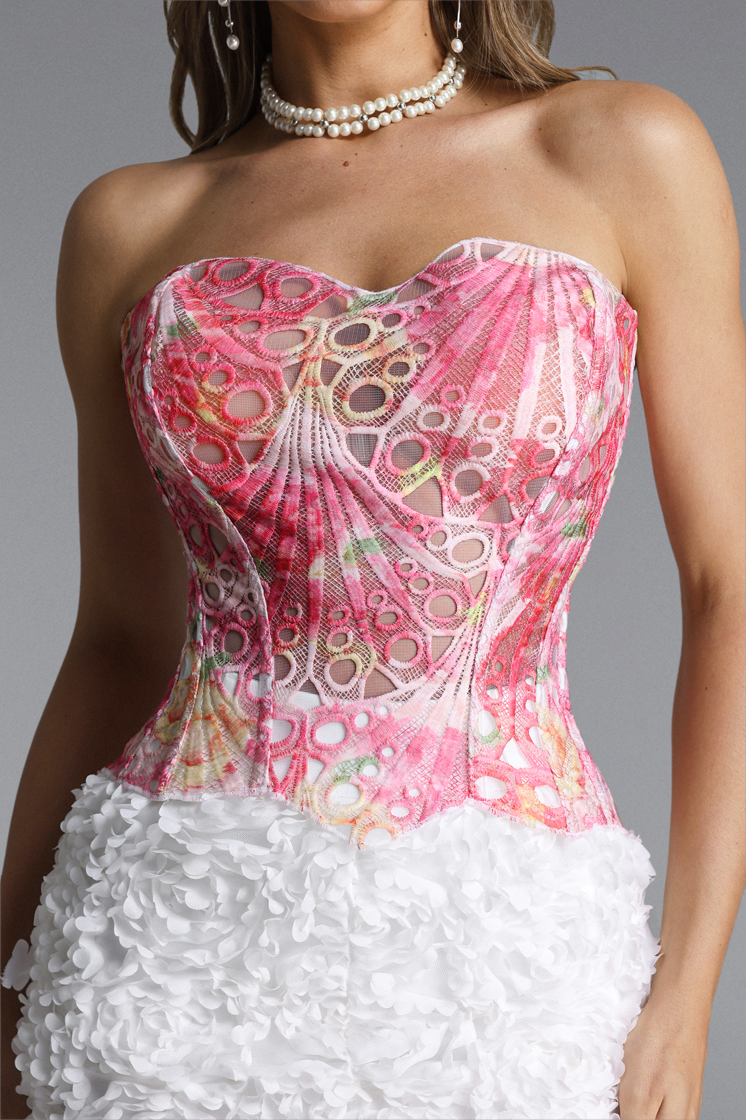 Kivi Sexy Contour Print Lace Pink Corset