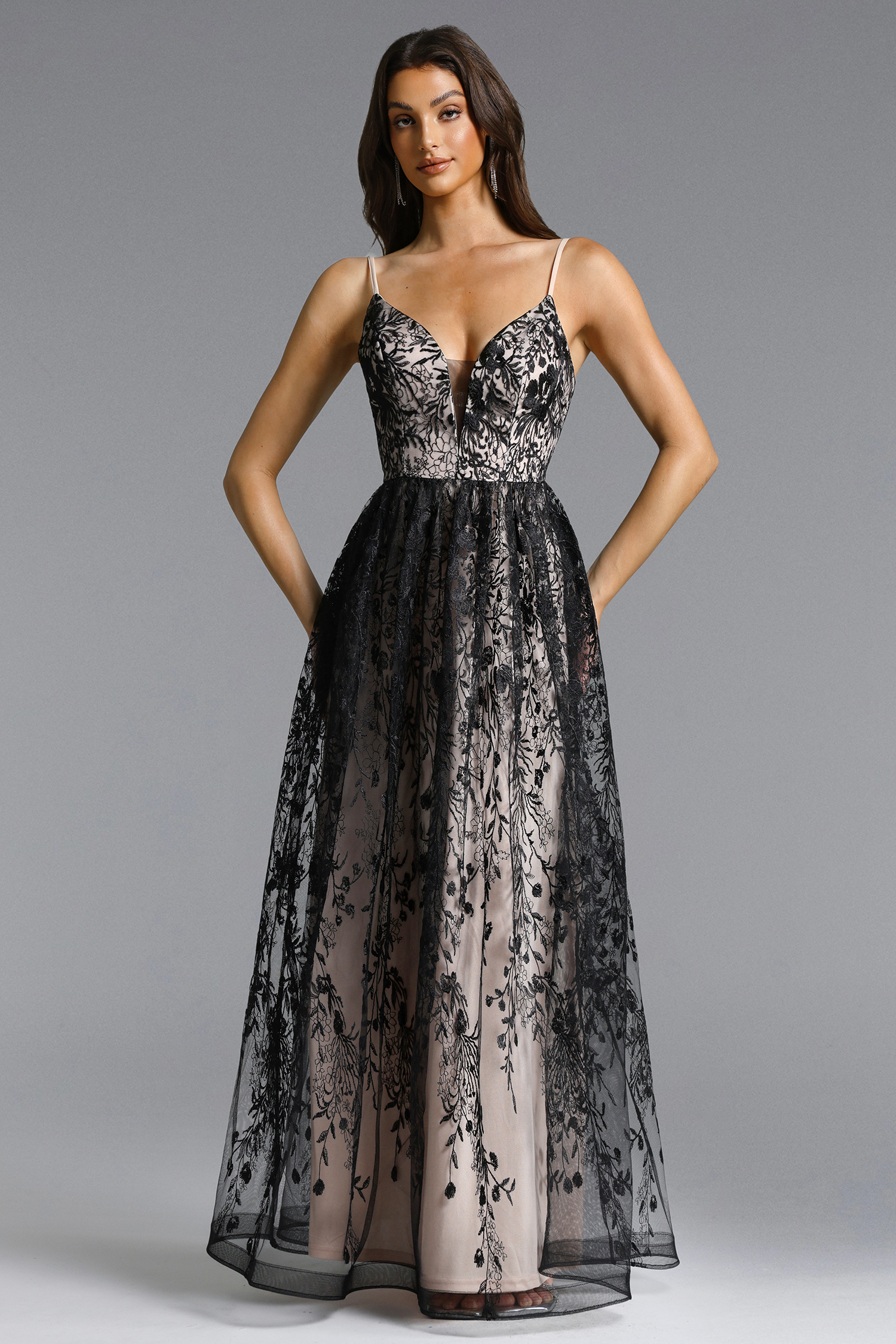 Kiyami Romantic Flowy Deep V Floral Lace Maxi Dress