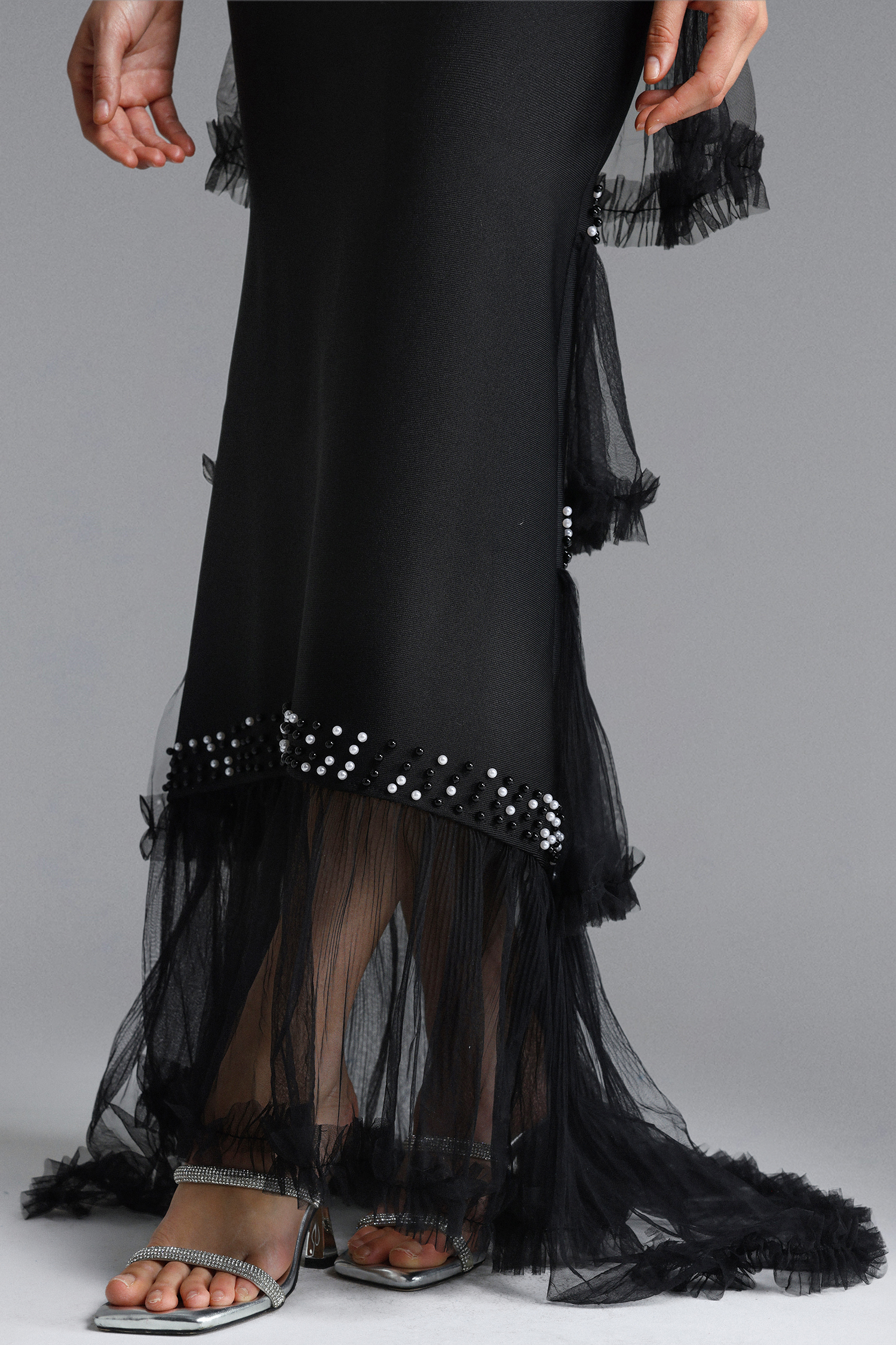 Dasha Chic Tailored Sleeveless Beaded Woven Maxi Dress