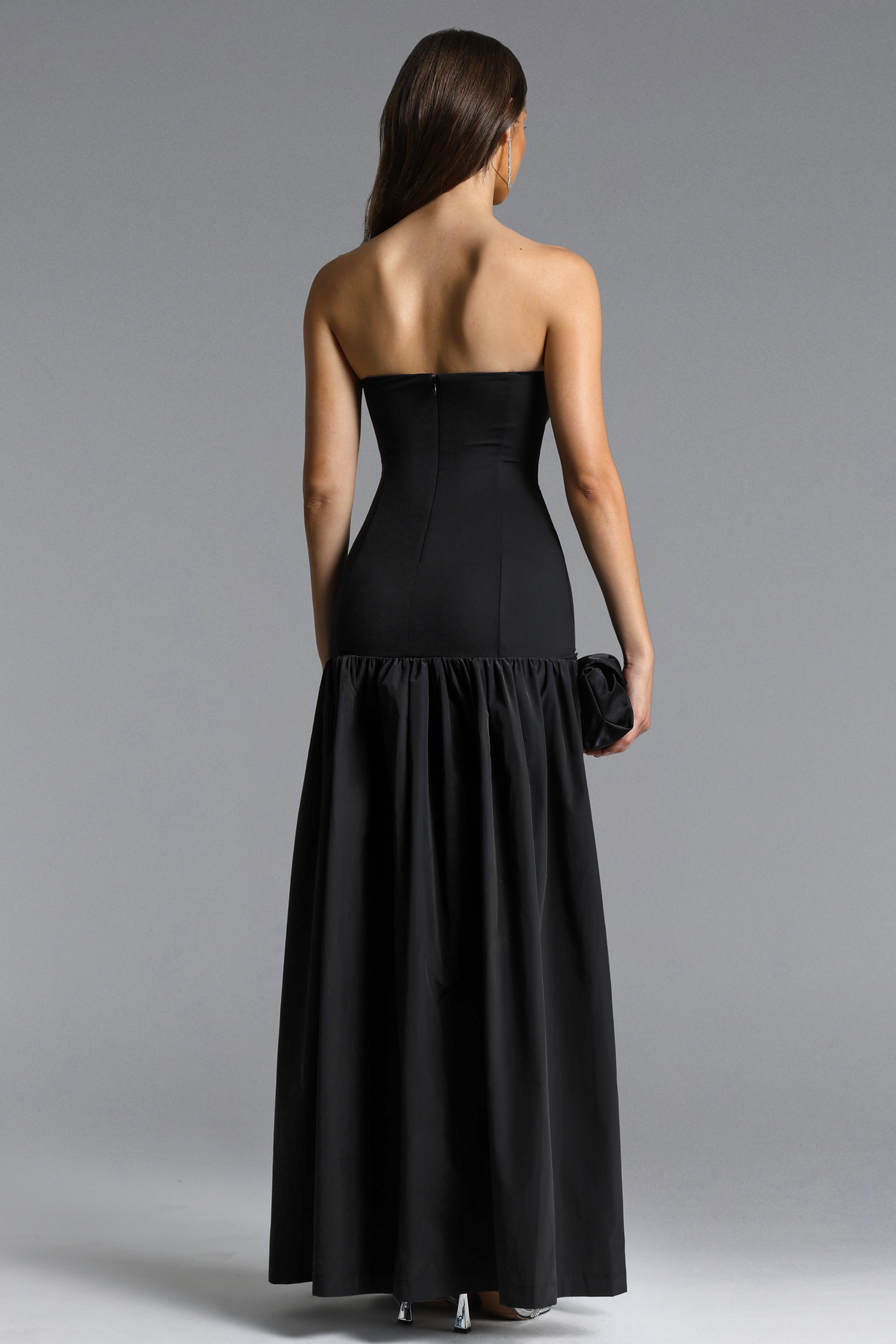 Dorothea Chic Contour Strapless Cut Out Knit Maxi Dress
