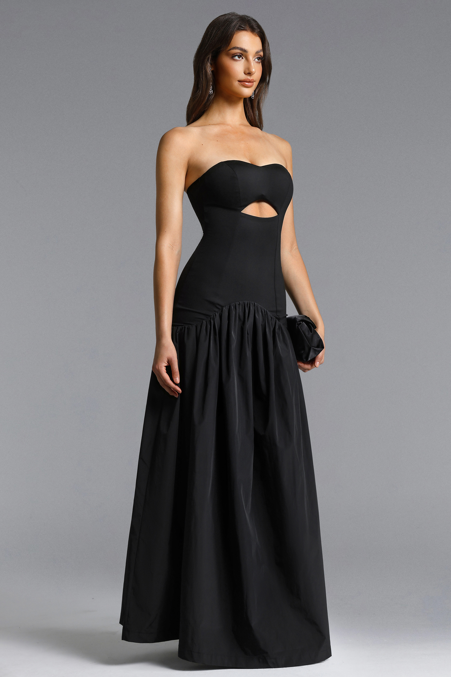 Dorothea Chic Contour Strapless Cut Out Knit Maxi Dress