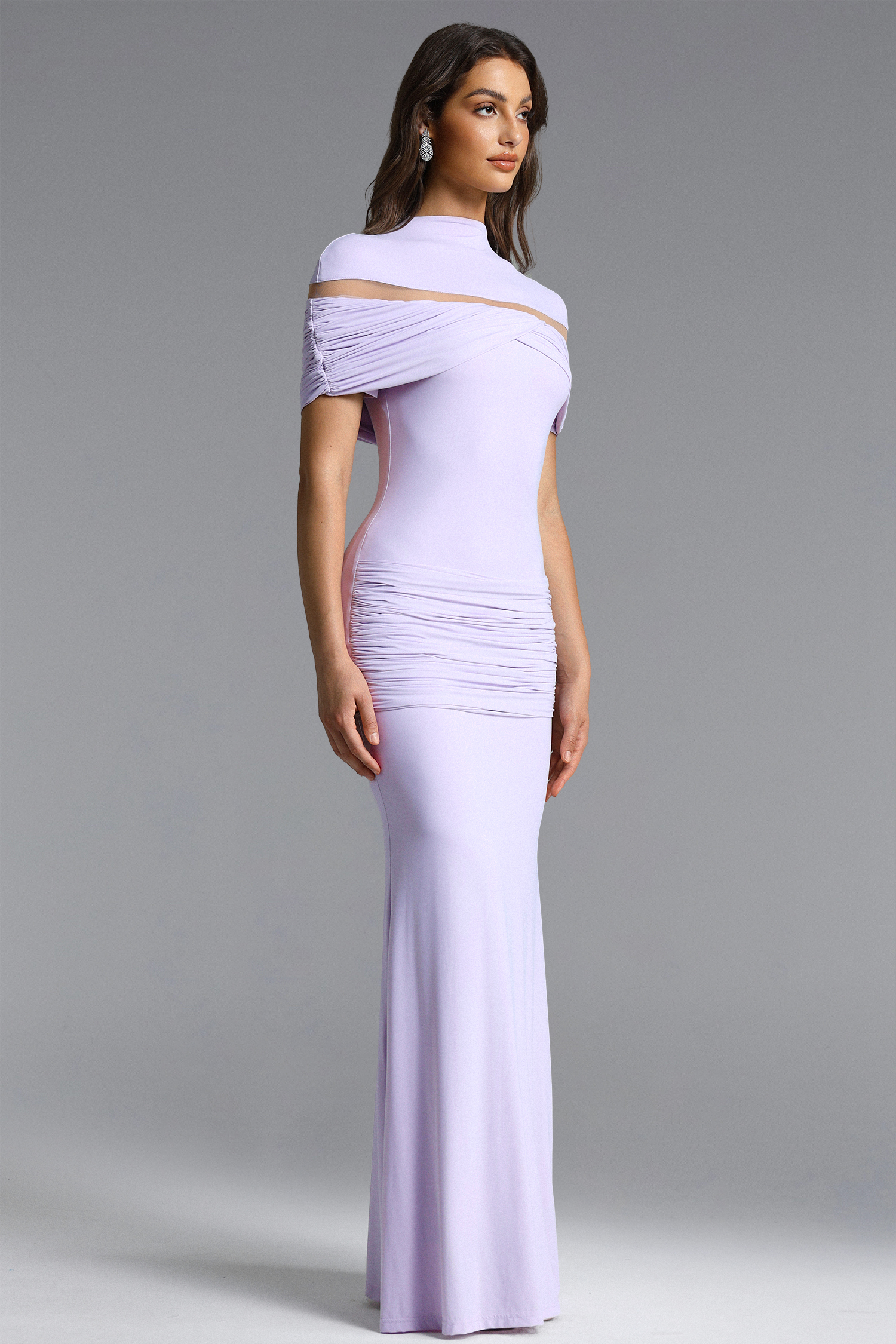 Stormie Chic Contour Cut Out Ruched Knit Purple Maxi Dress