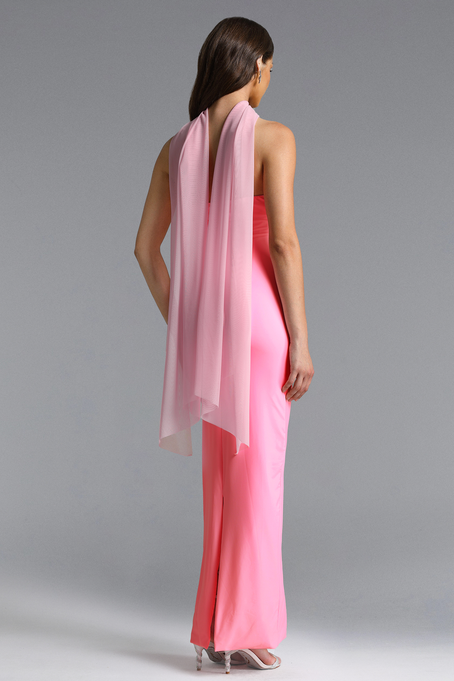 Winry Romantic Contour Strapless Ruched Scarf Maxi Dress