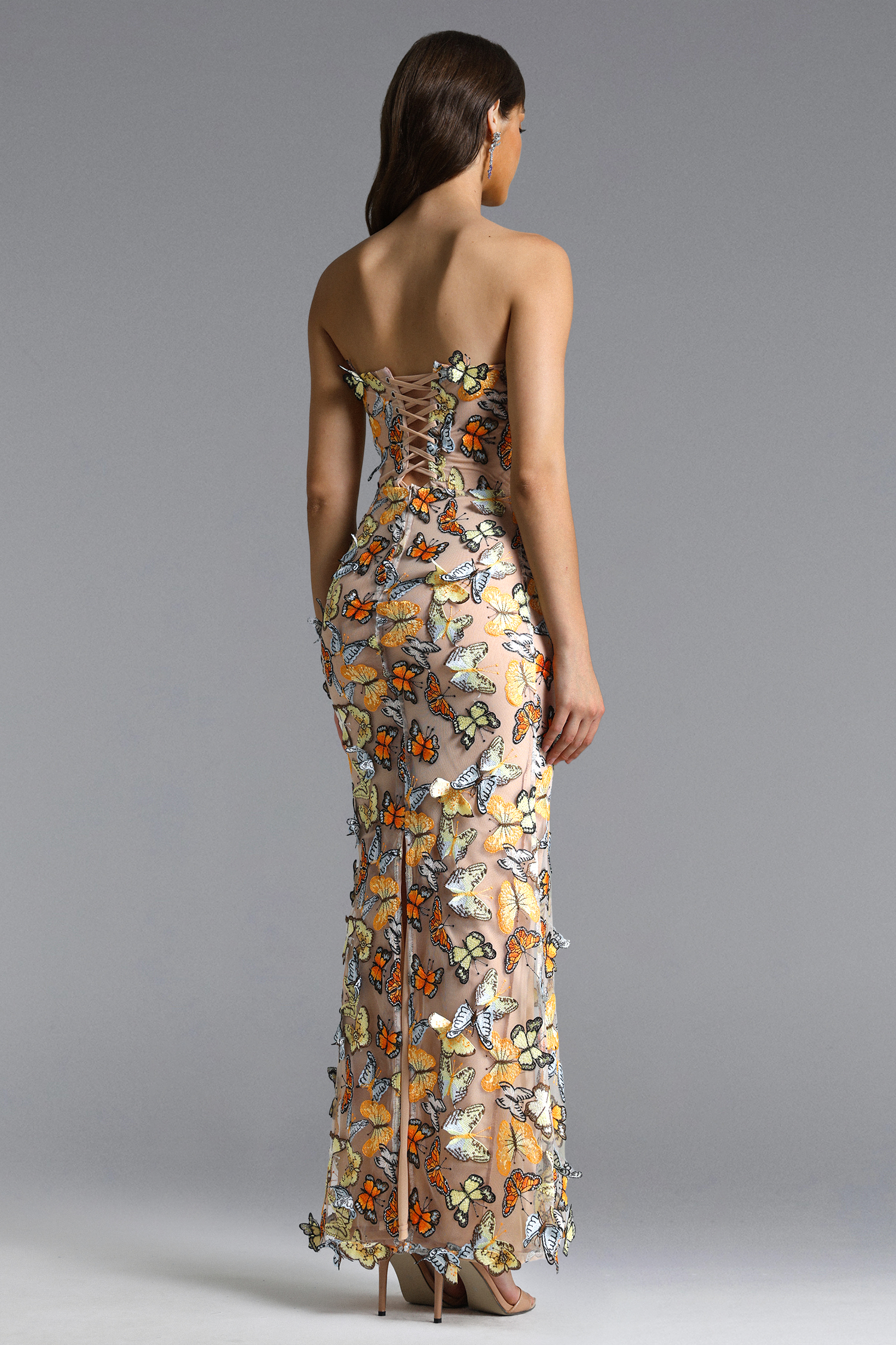 Karina Elegant Contour Strapless Butterfly Maxi Dress – Bellabarnett