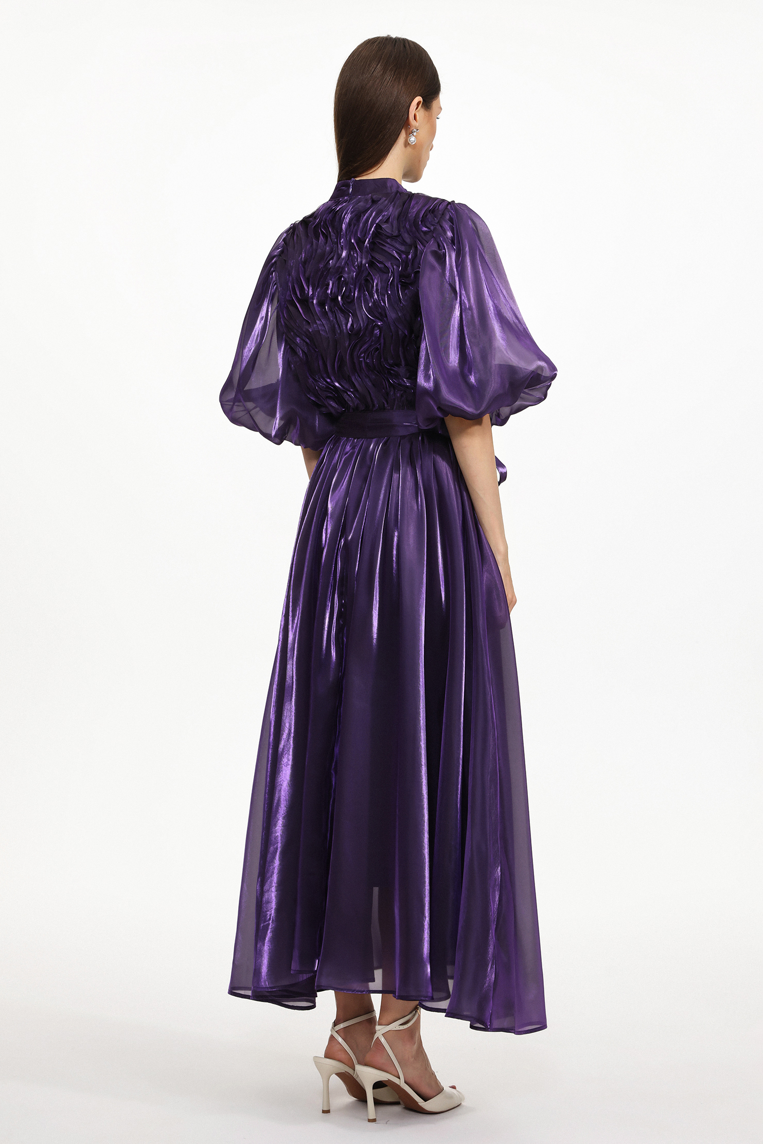 Haven Resort Flowy Puff Sleeve Organza Maxi Dress