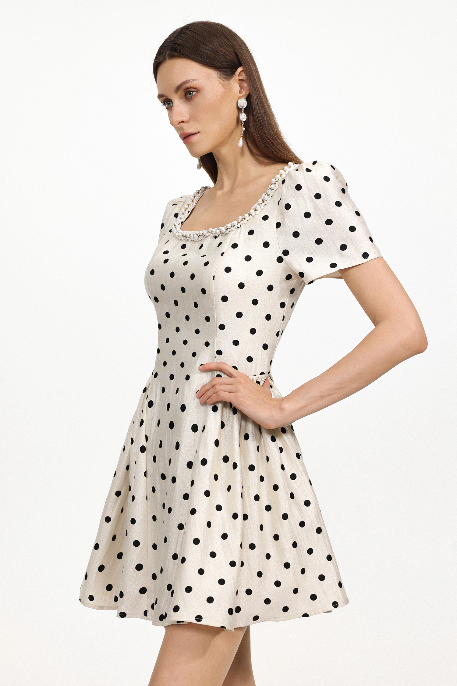 Elana Classic Tailored Short Sleeve Ruched Woven Mini Dress