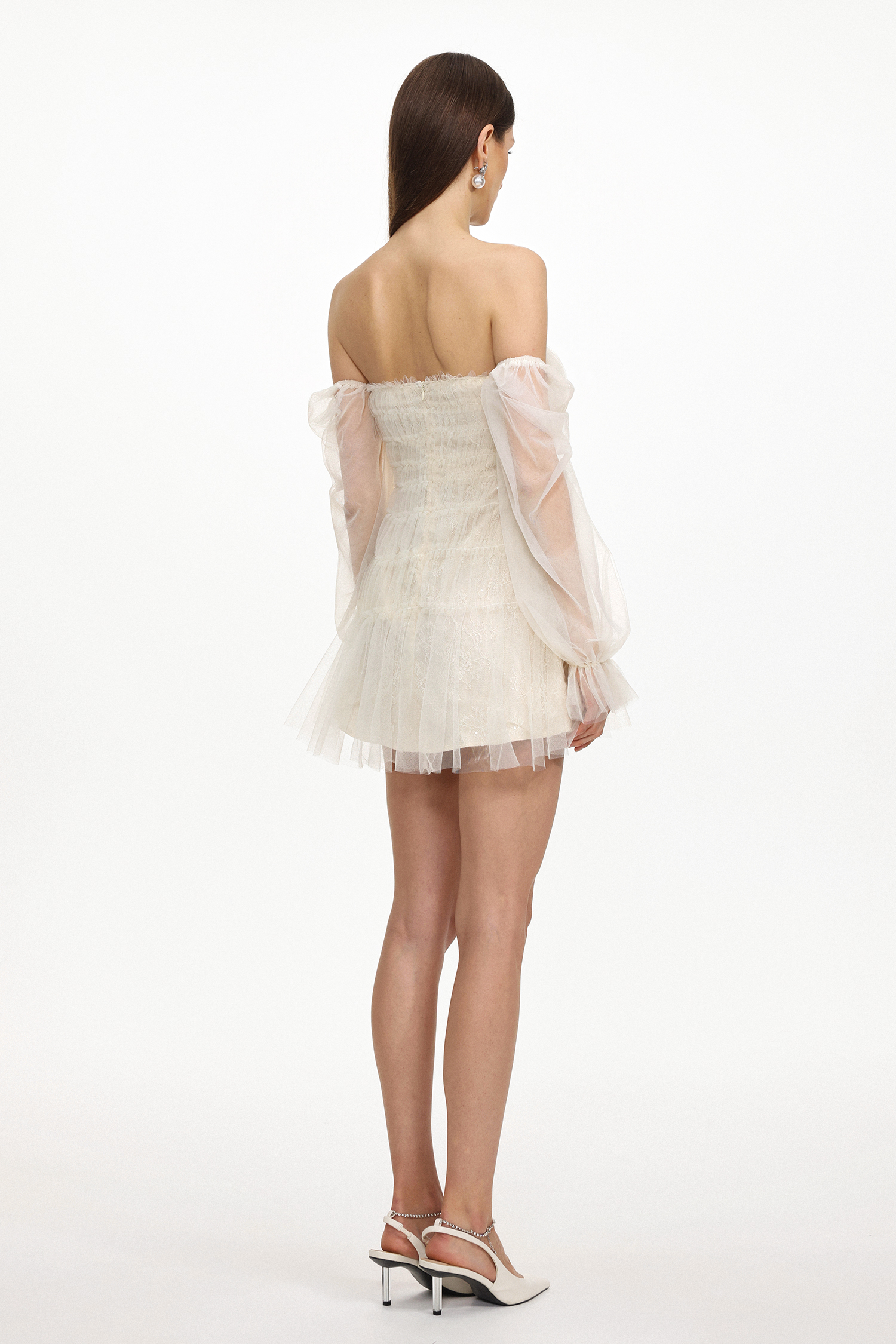 Demri Chic Flowy Sleeveless Rhinestone Ruched Woven Mini Dress