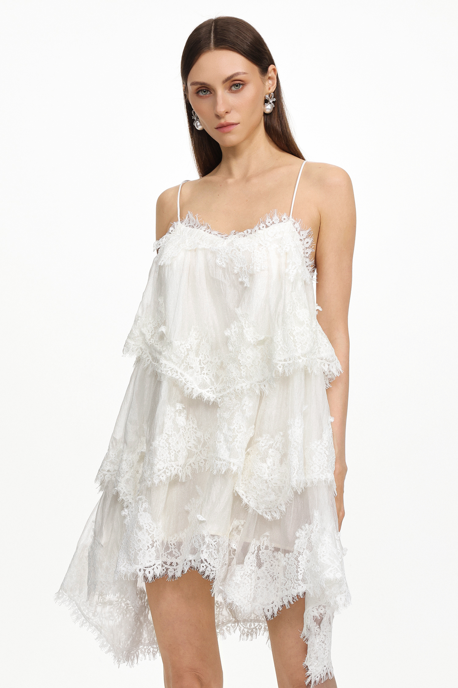 Paloma Resort Flowy Sleeveless Lace Detailing Woven Mini Dress