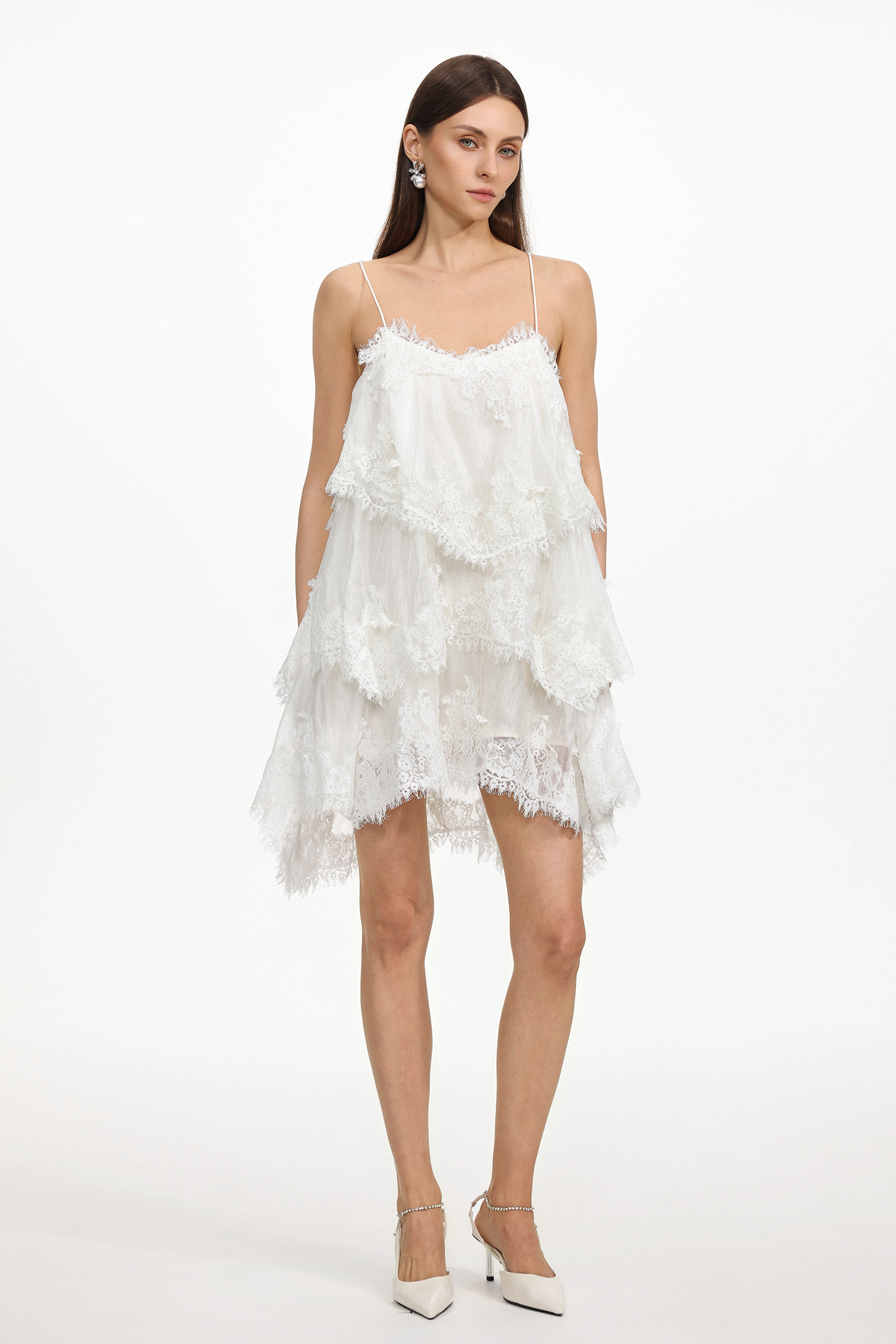 Paloma Resort Flowy Sleeveless Lace Detailing Woven Mini Dress