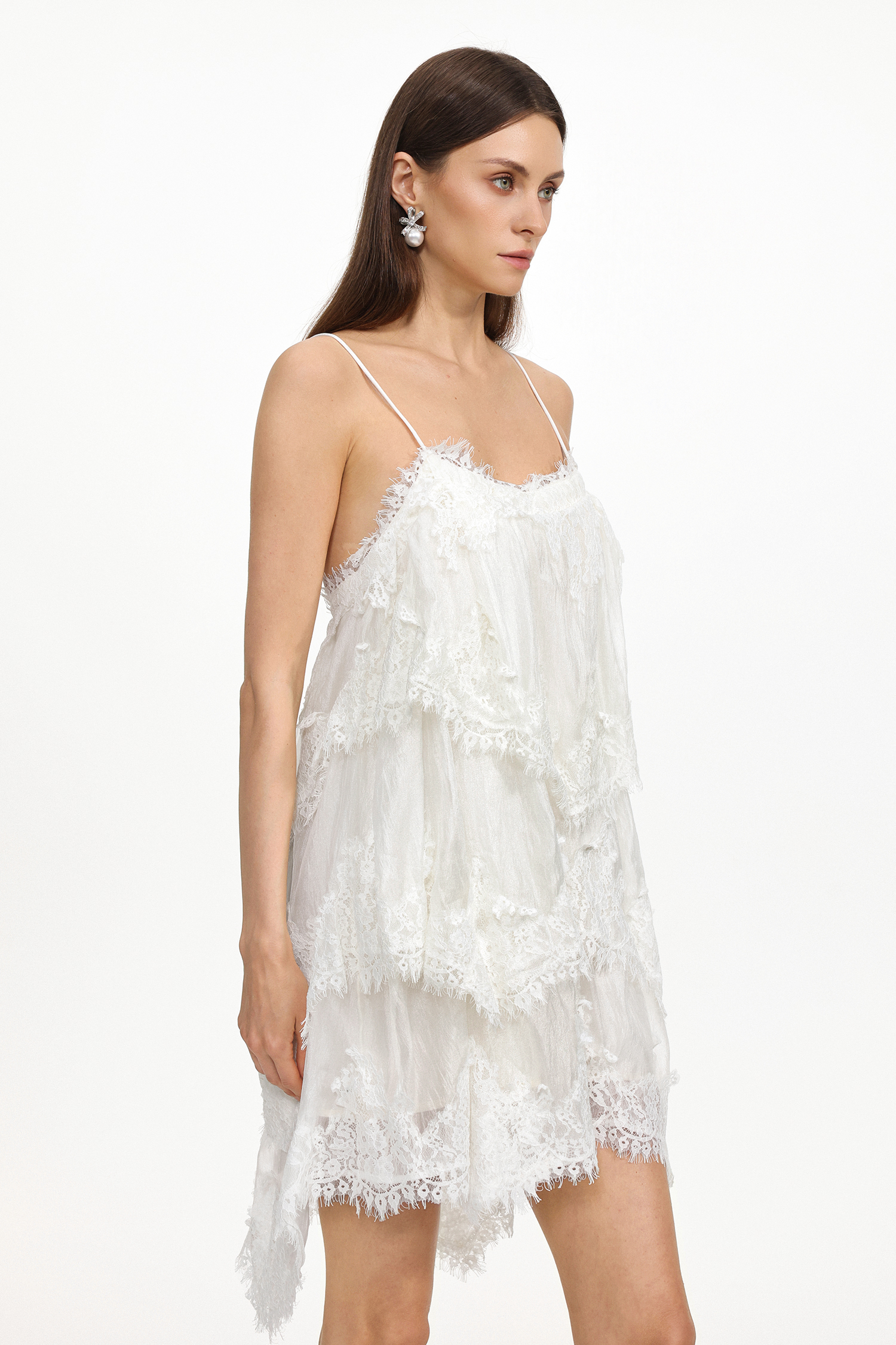 Paloma Resort Flowy Sleeveless Lace Detailing Woven Mini Dress
