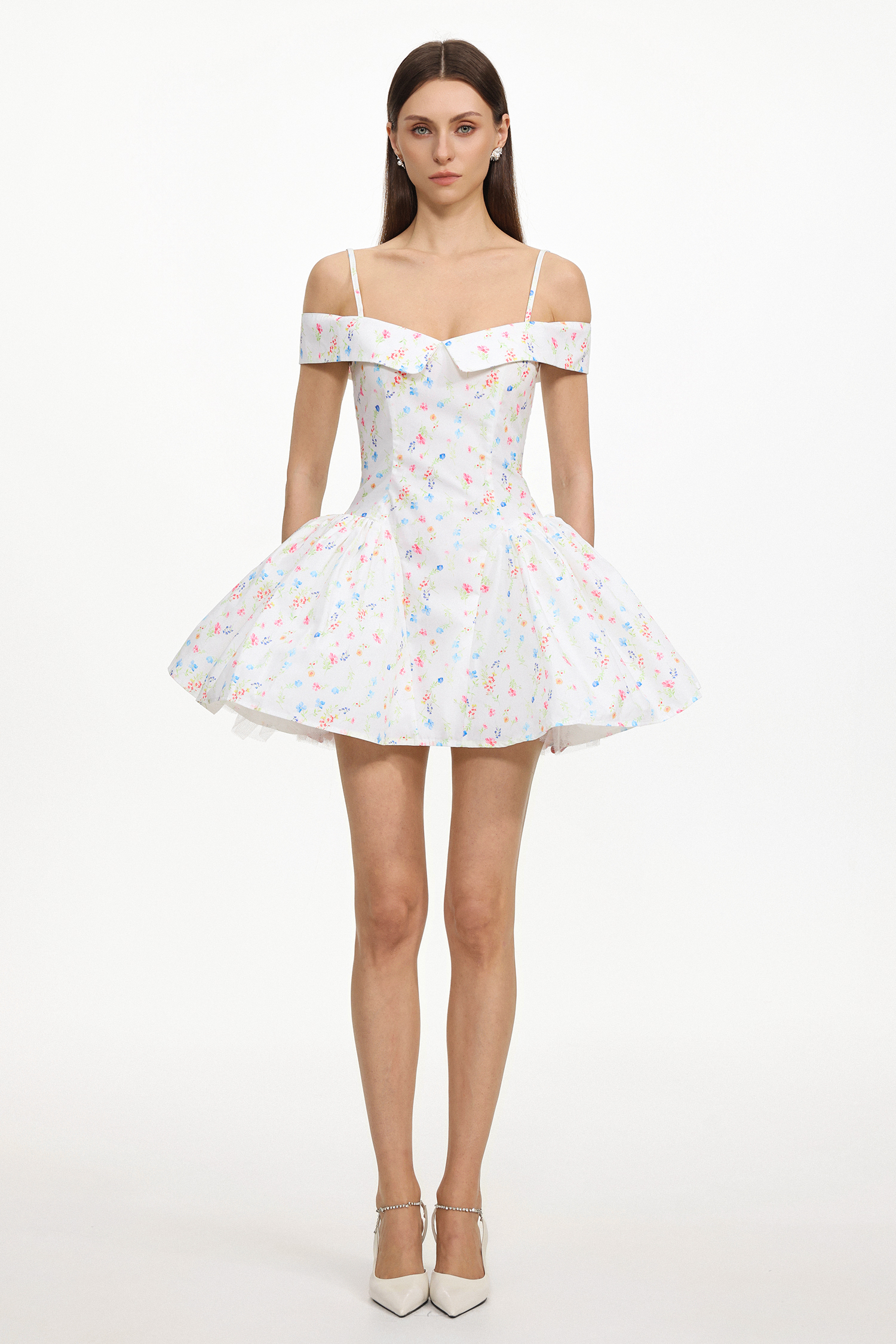 Florelle Chic Tailored Sleeveless Floral Print Woven Mini Dress