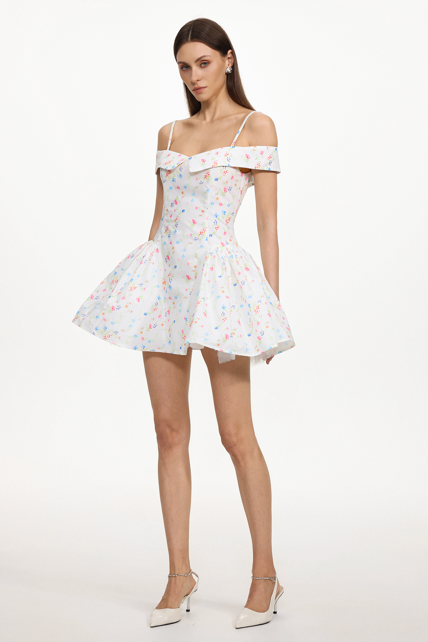 Florelle Chic Tailored Sleeveless Floral Print Woven Mini Dress