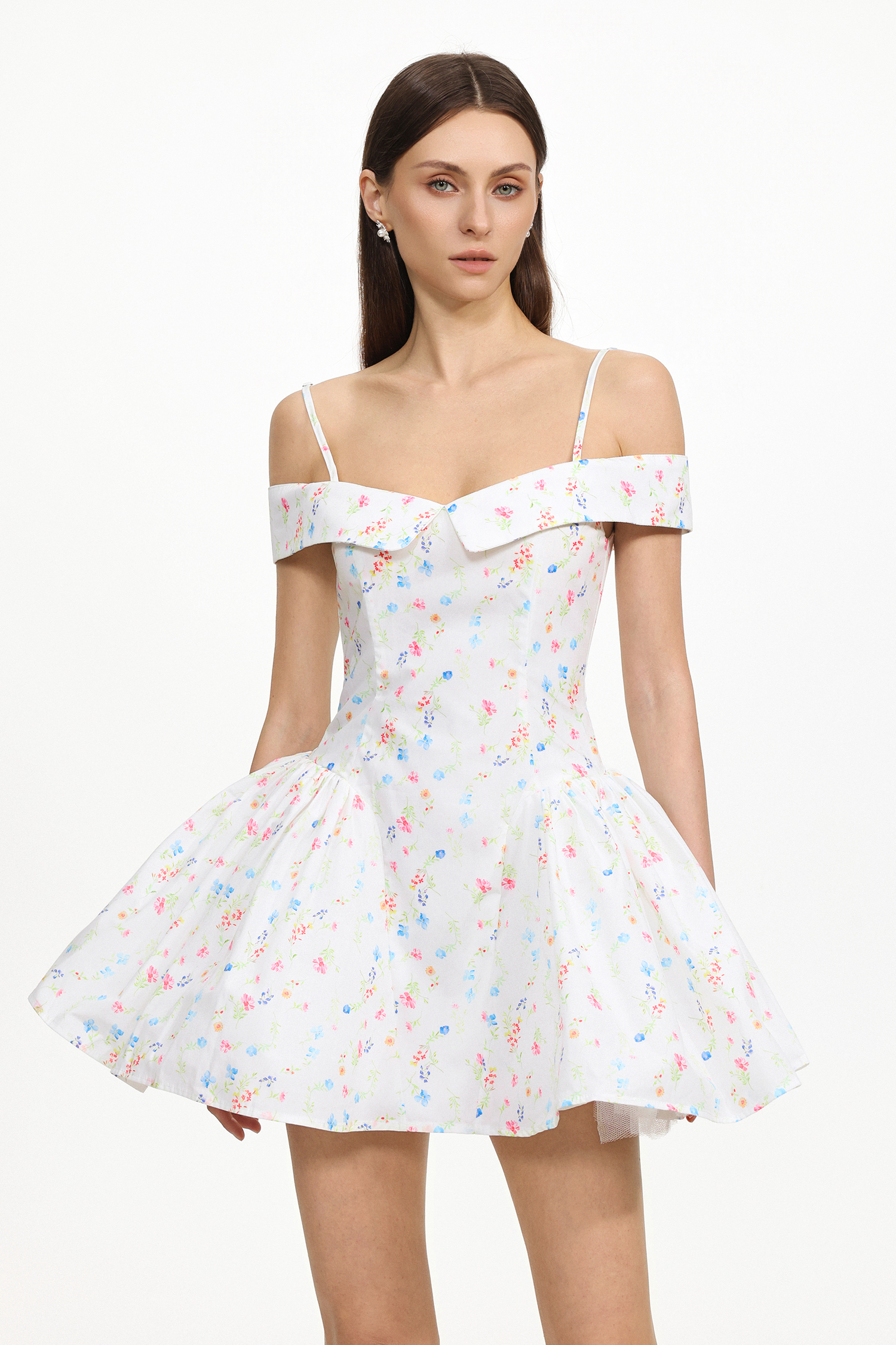 Florelle Chic Tailored Sleeveless Floral Print Woven Mini Dress