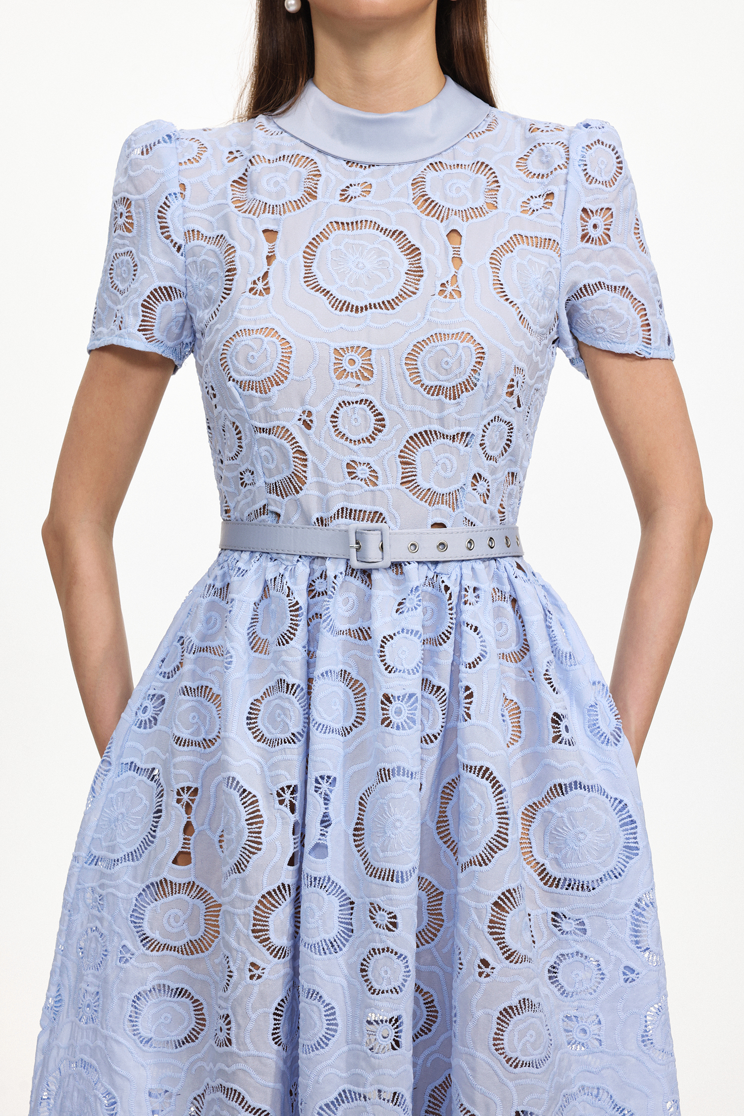 Kayley Chic Tailored Short Sleeve Cut Out Lace Maxi Dress