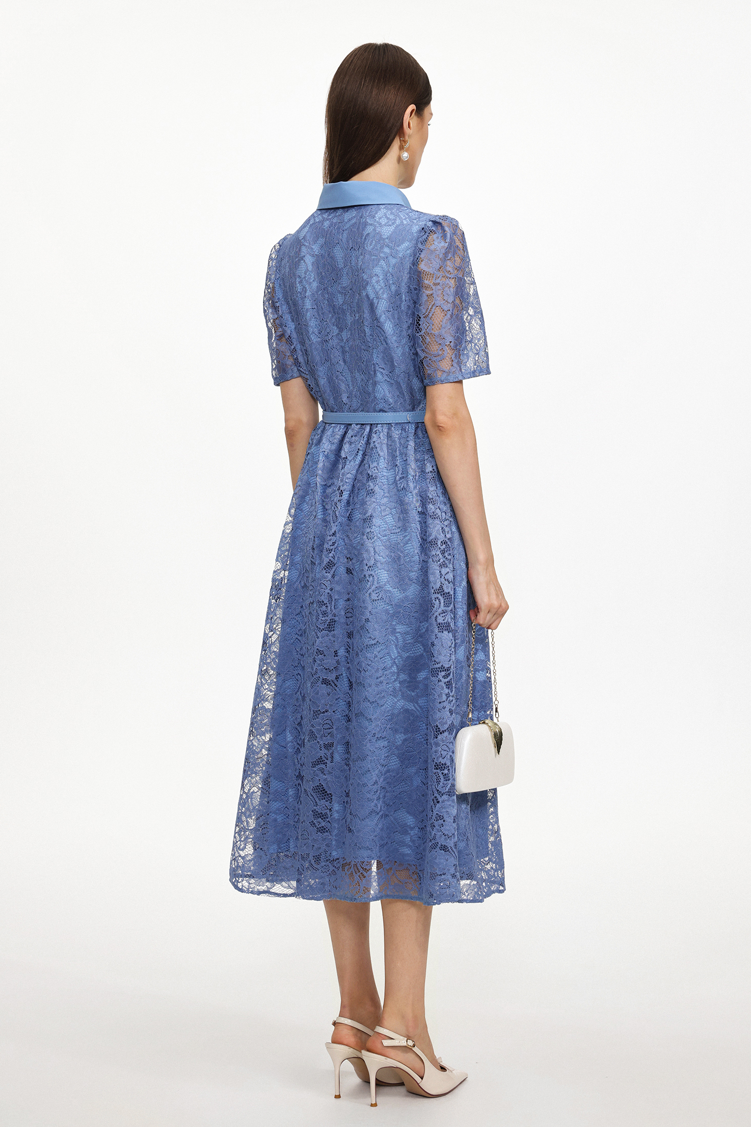 Nesya Classic Tailored Short Sleeve Floral Lace Woven Maxi Dress
