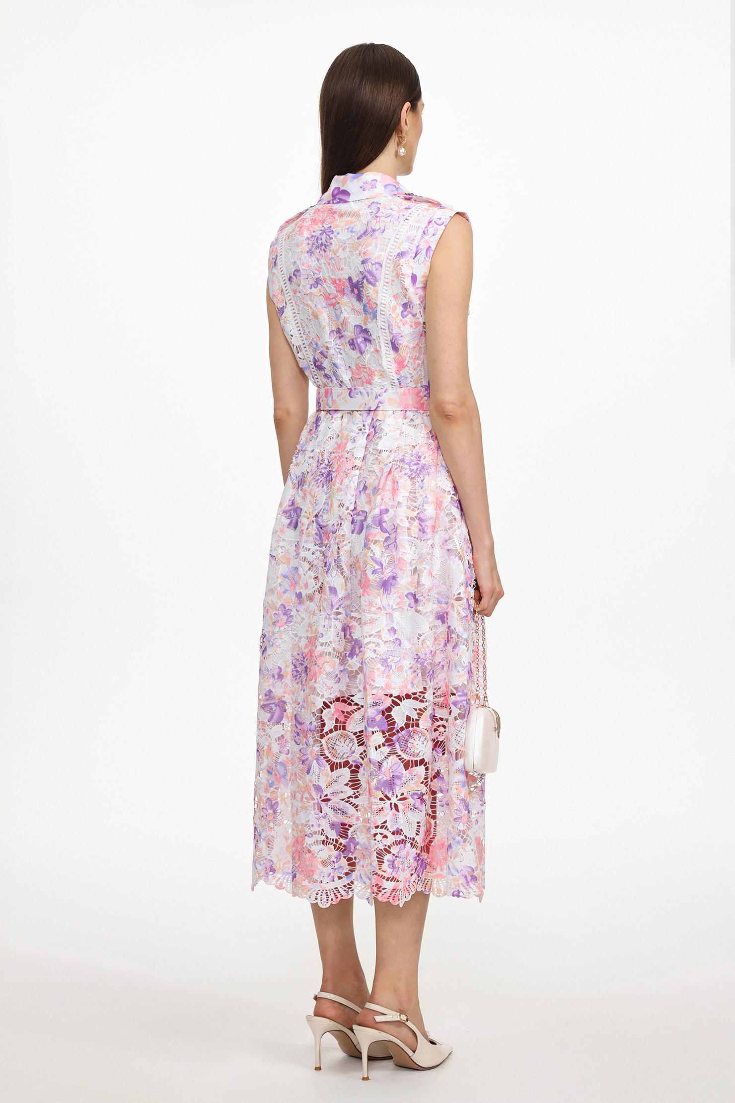 Viya Classic Tailored Sleeveless Floral Print Lace Maxi Dress