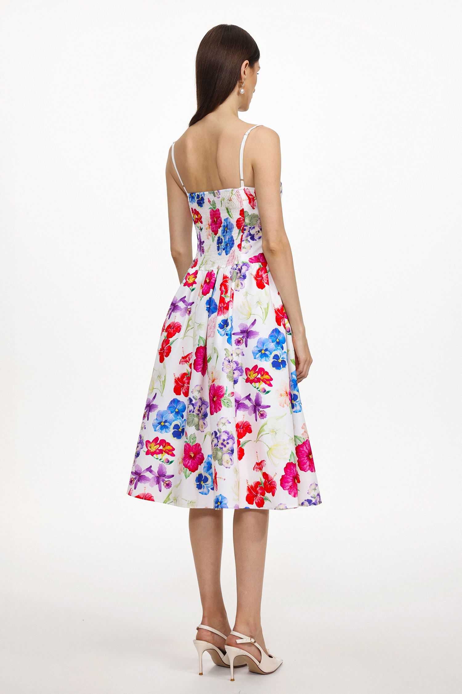 Salo Resort Flowy Sleeveless Floral Print Woven Midi Dress