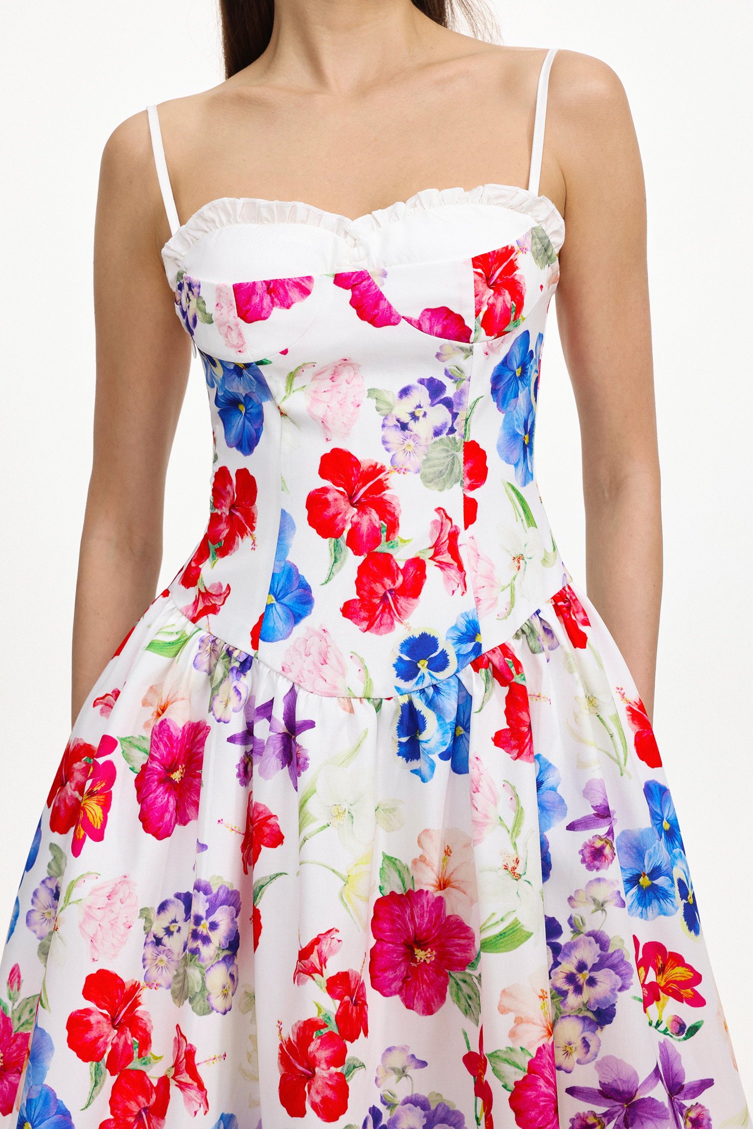 Salo Resort Flowy Sleeveless Floral Print Woven Midi Dress