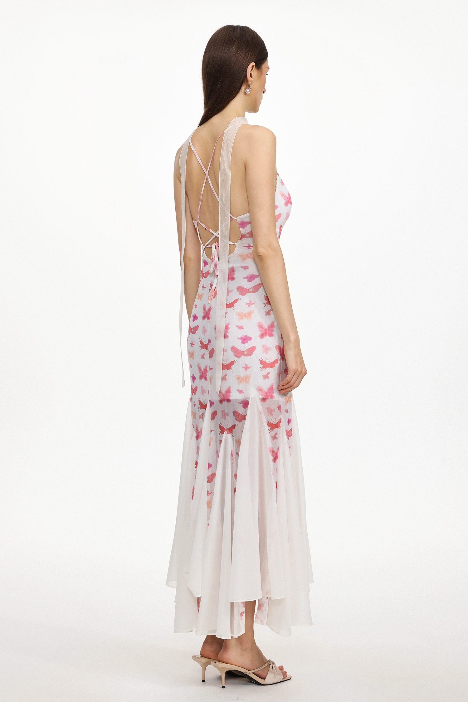 Wyomia Resort Contour Sleeveless Butterfly Print Knit Maxi Dress