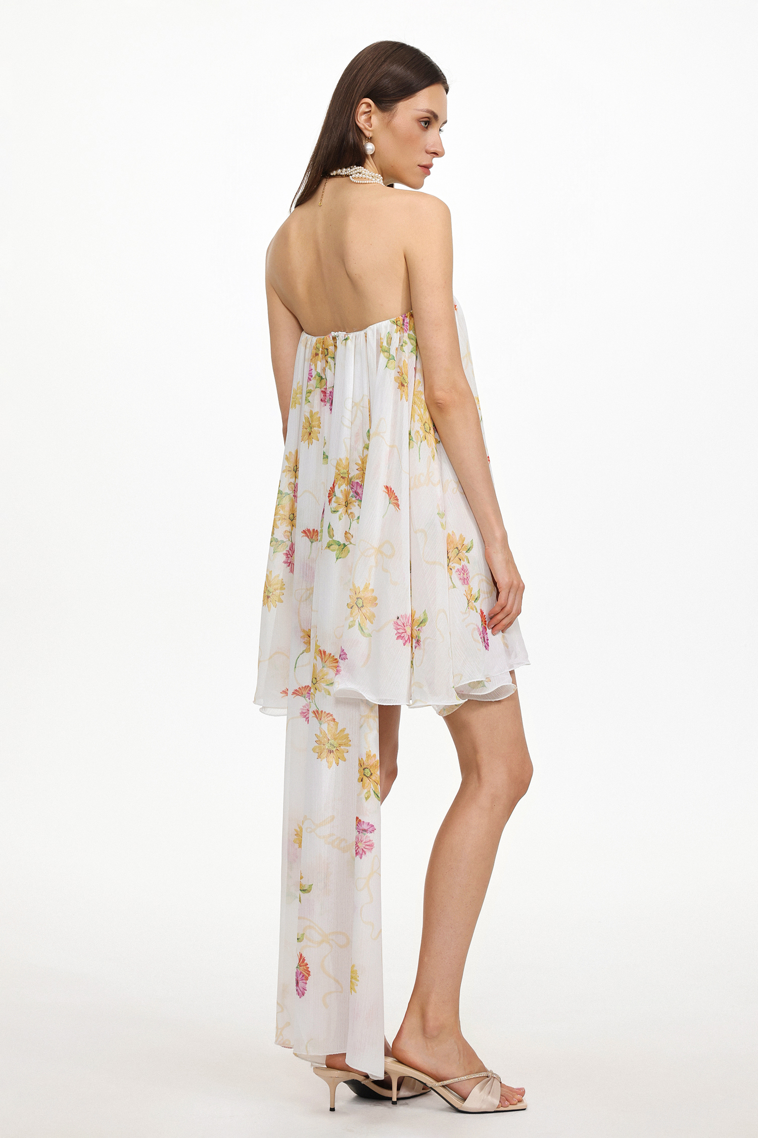 Kanre Resort Flowy Sleeveless Floral Print Chiffon Mini Dress