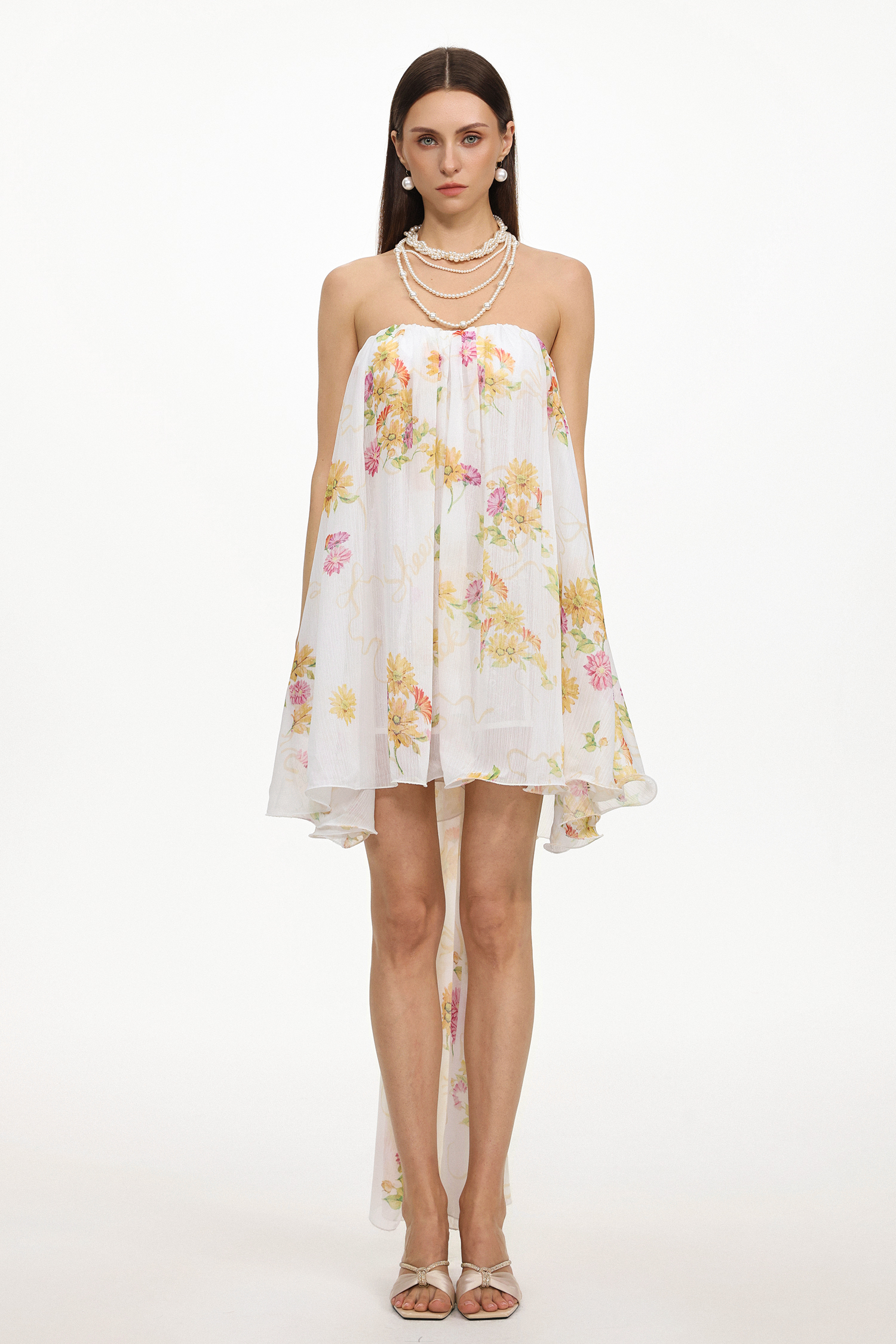 Kanre Resort Flowy Sleeveless Floral Print Chiffon Mini Dress